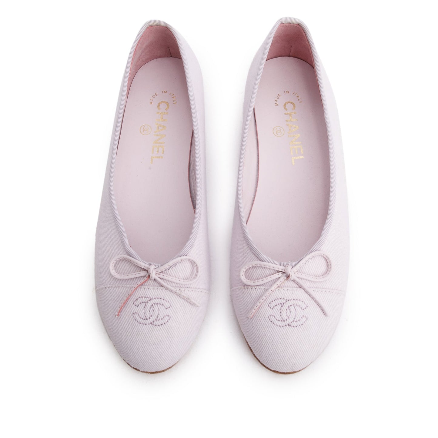 Chanel Purple Monochrome Canvas CC Cap Toe Ballet Flats, Size 39.5