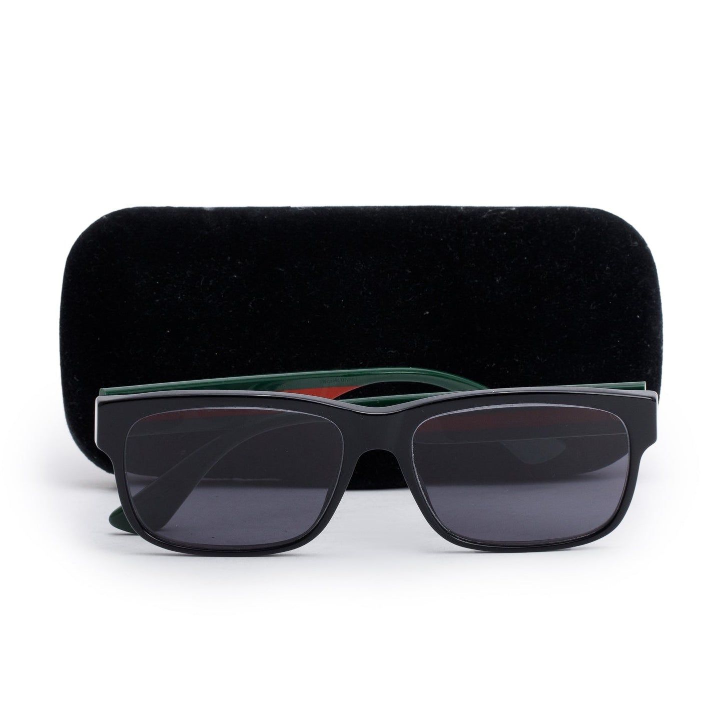 Gucci GG0340S Black Acetate Web Square Sunglasses