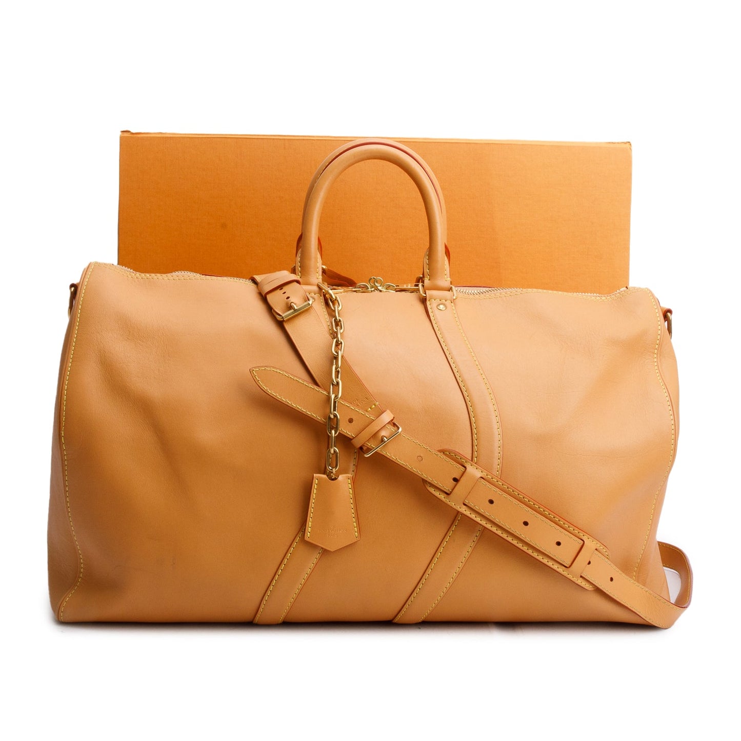Louis Vuitton Tan Vachetta Leather Wavy Keepall Bandouliere 50