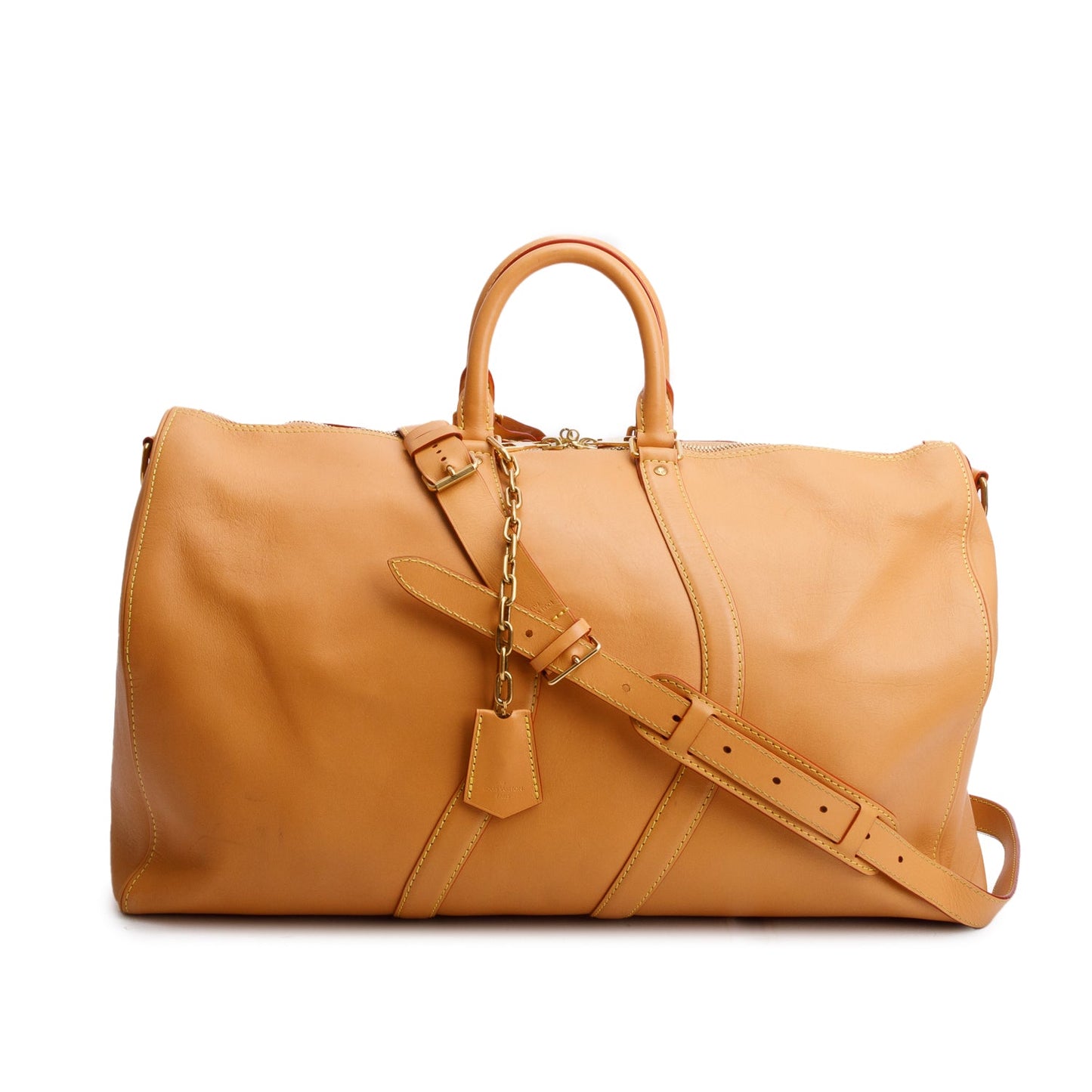 Louis Vuitton Tan Vachetta Leather Wavy Keepall Bandouliere 50