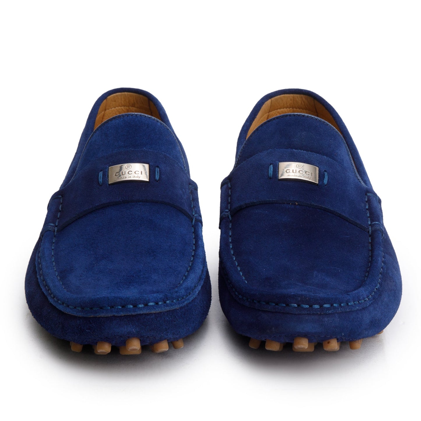 Gucci Blue Suede Driving Loafers, Men's Size 9.5