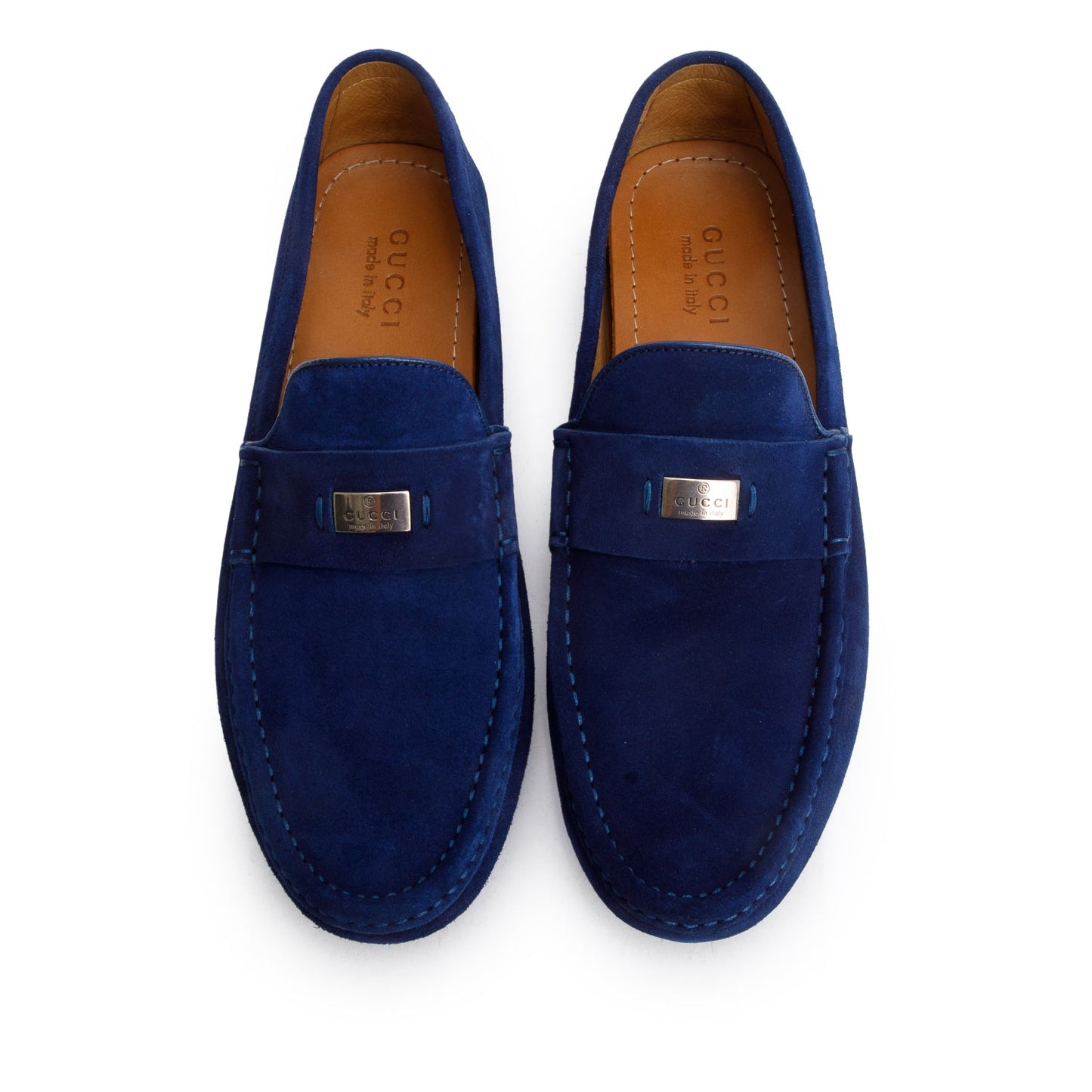 Gucci Blue Suede Driving Loafers, Men's Size 9.5