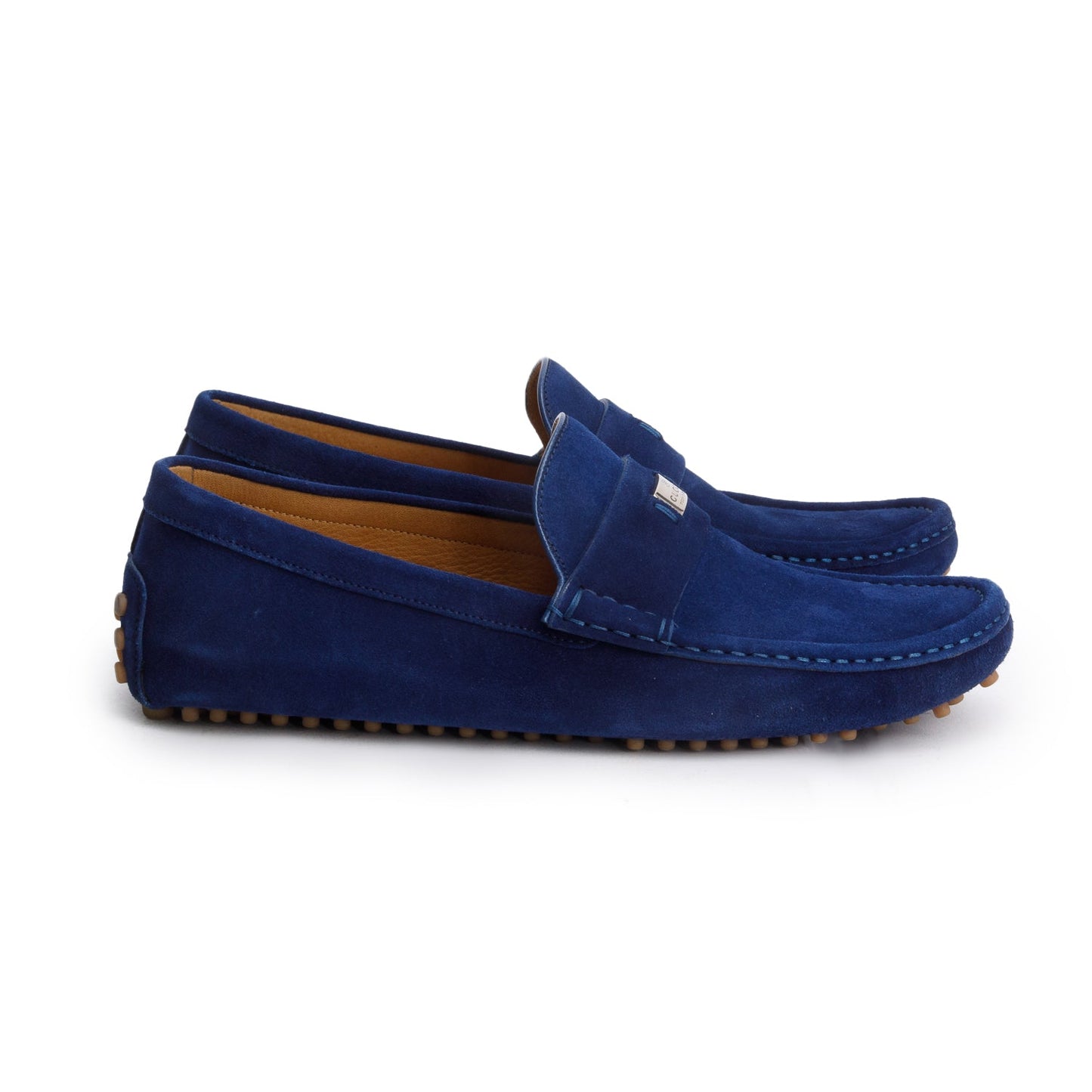 Gucci Blue Suede Driving Loafers, Men's Size 9.5
