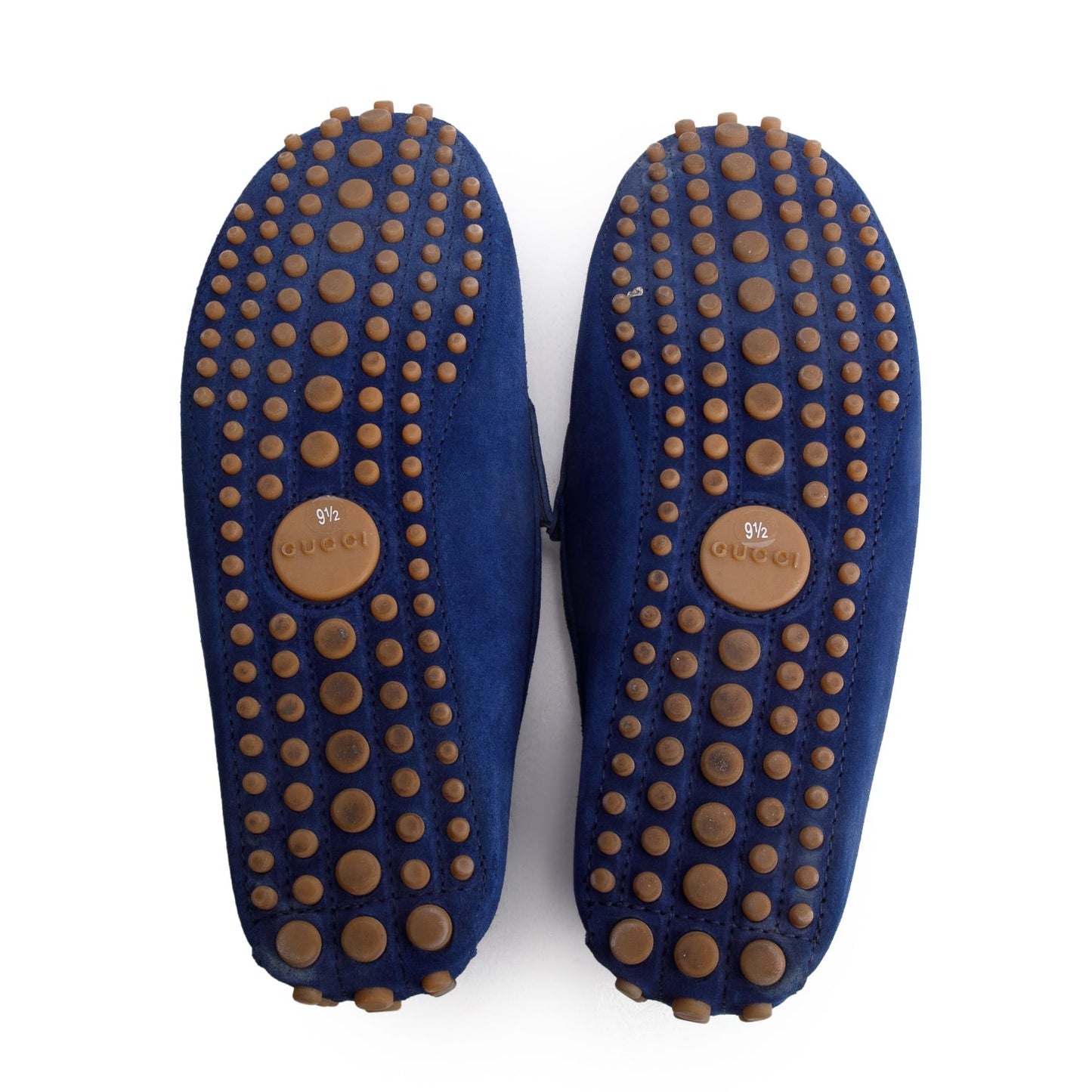 Gucci Blue Suede Driving Loafers, Men's Size 9.5