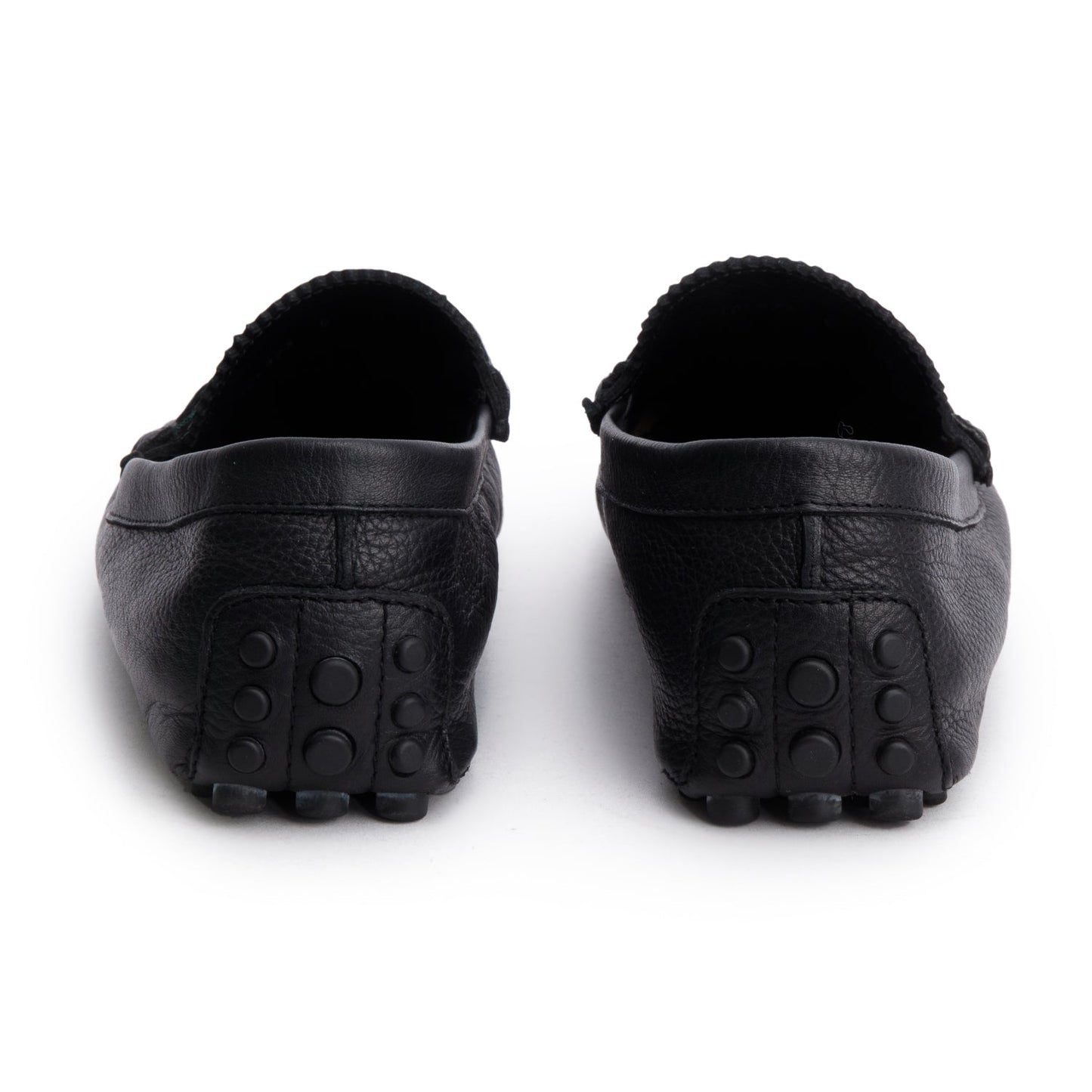 Gucci Black Grained Leather Horsebit Web Driving Loafers, Men's Size 9.5