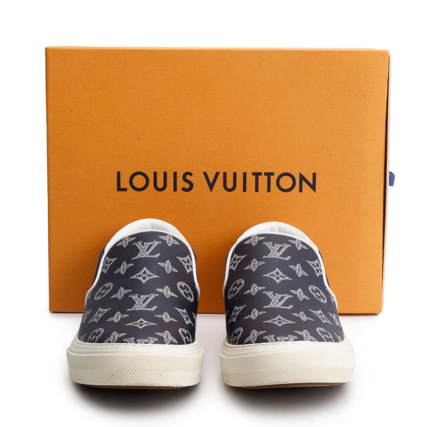 Louis Vuitton Blue Monogram Trocadero Richelieu Slip On Sneakers, Men's size 10