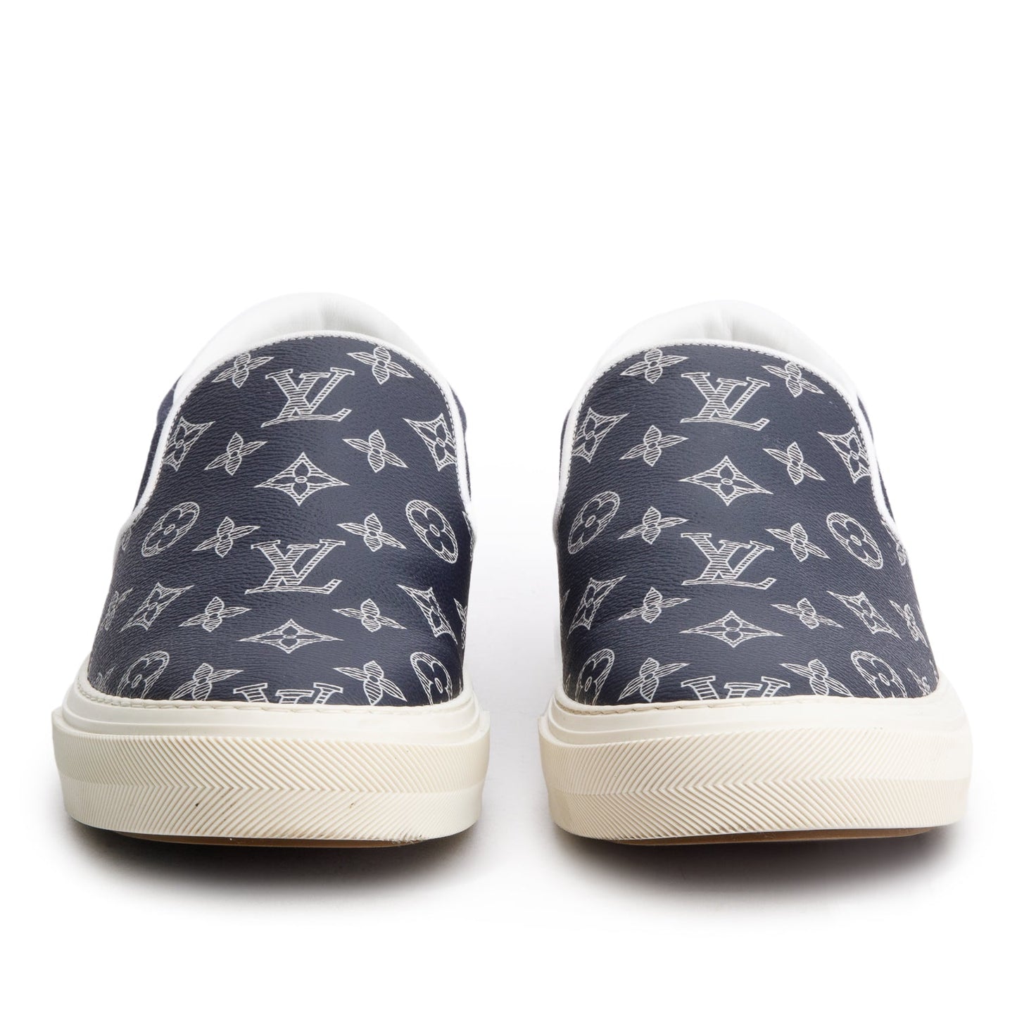 Louis Vuitton Blue Monogram Trocadero Richelieu Slip On Sneakers, Men's size 10