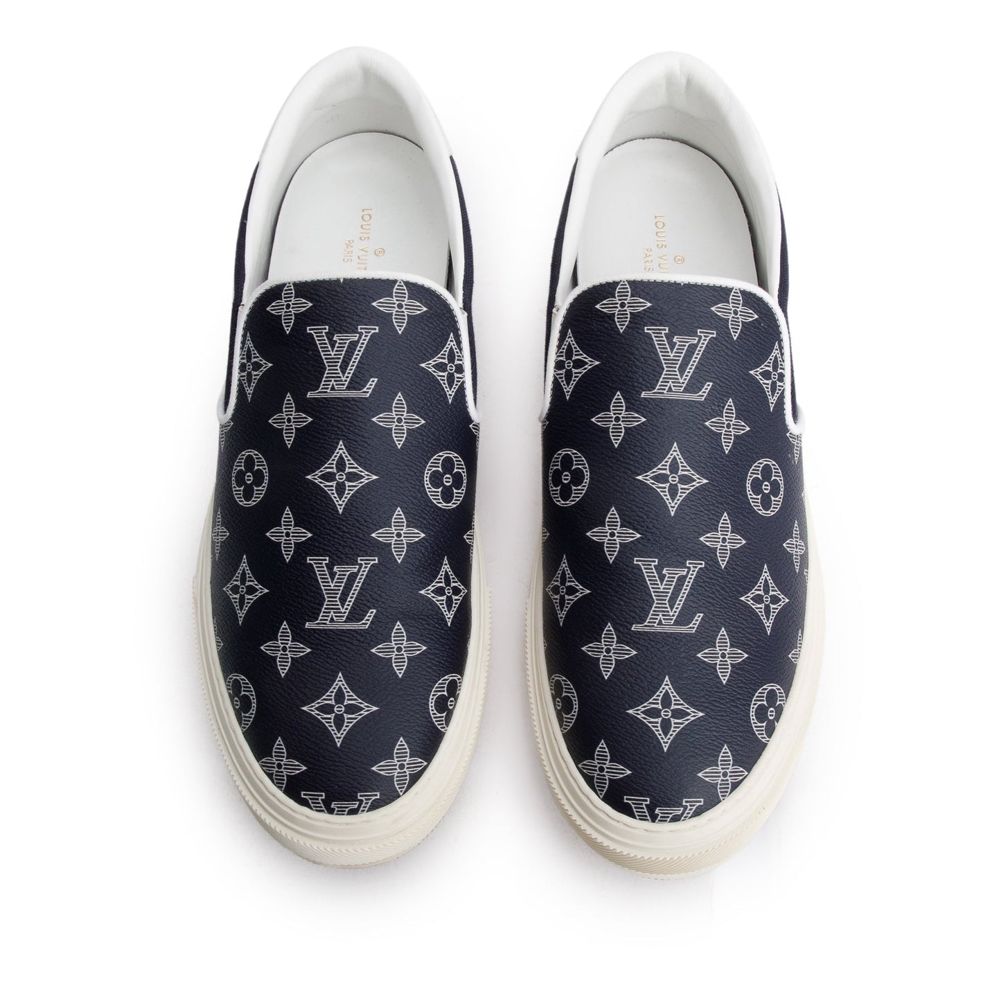 Louis Vuitton Blue Monogram Trocadero Richelieu Slip On Sneakers, Men's size 10