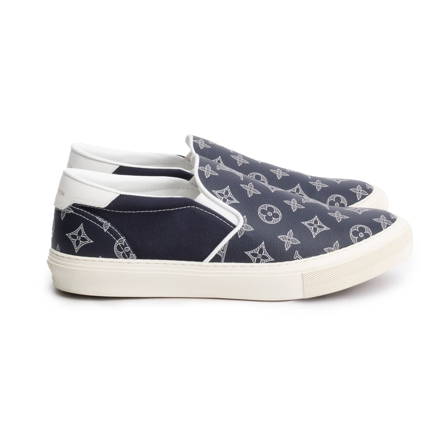 Louis Vuitton Blue Monogram Trocadero Richelieu Slip On Sneakers, Men's size 10