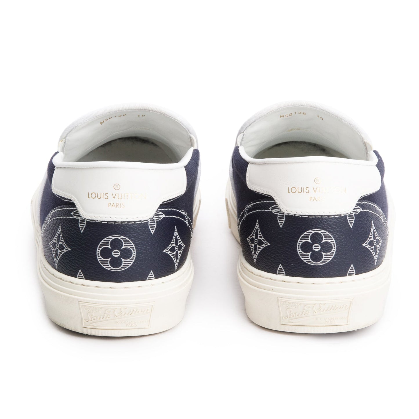 Louis Vuitton Blue Monogram Trocadero Richelieu Slip On Sneakers, Men's size 10