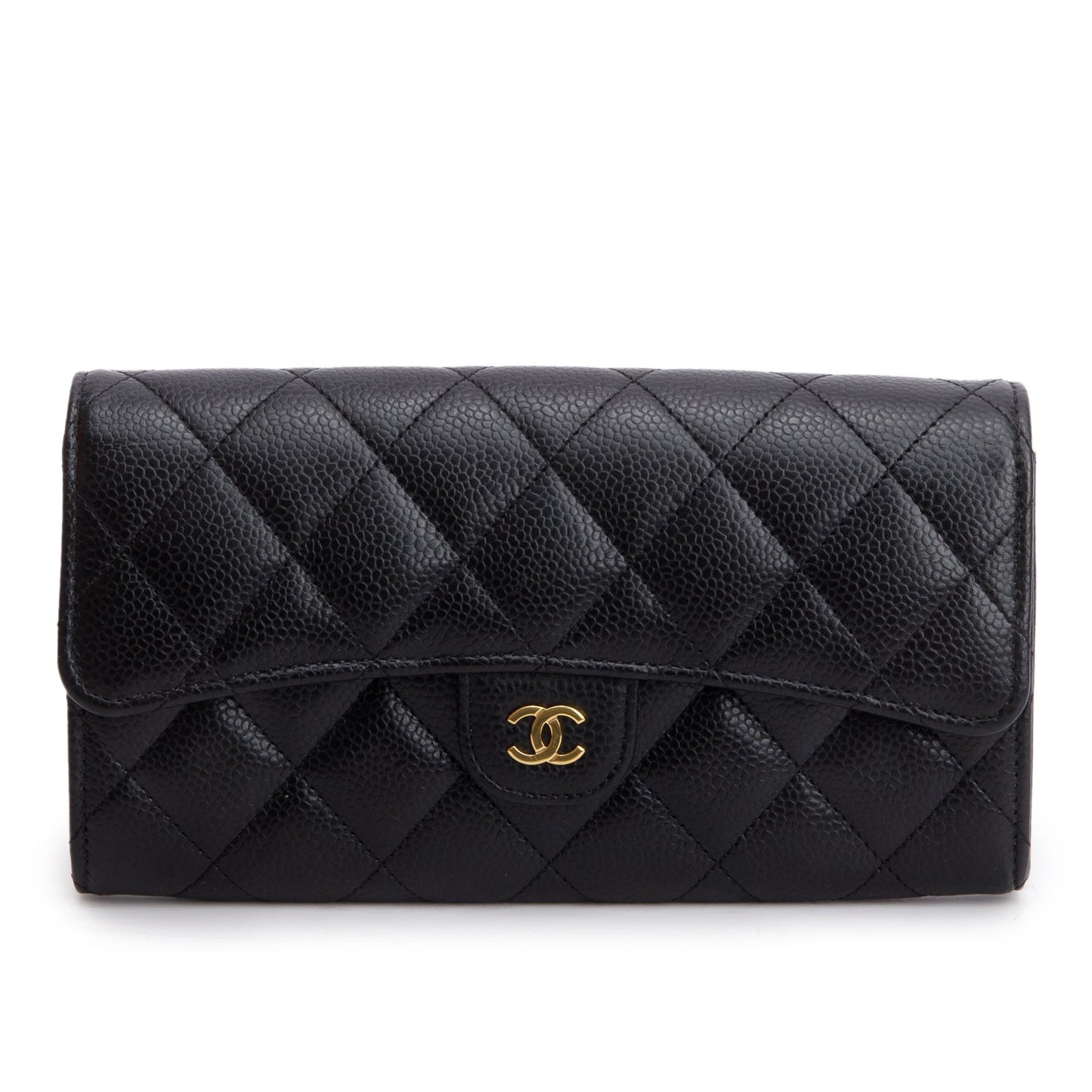 Chanel Black Caviar Leather Classic Long Flap Wallet