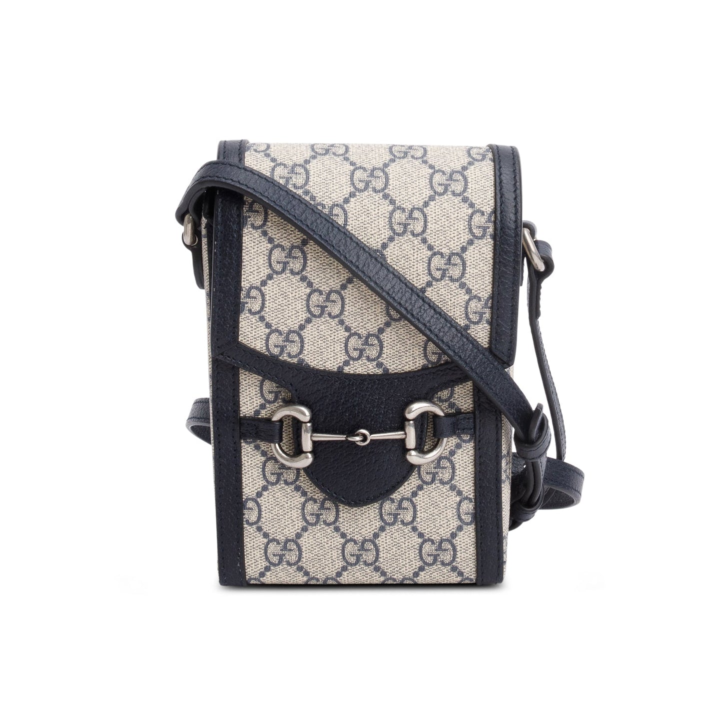 Gucci Black GG Supreme Denim Monogram Mini Horsebit 1955 Crossbody Bag