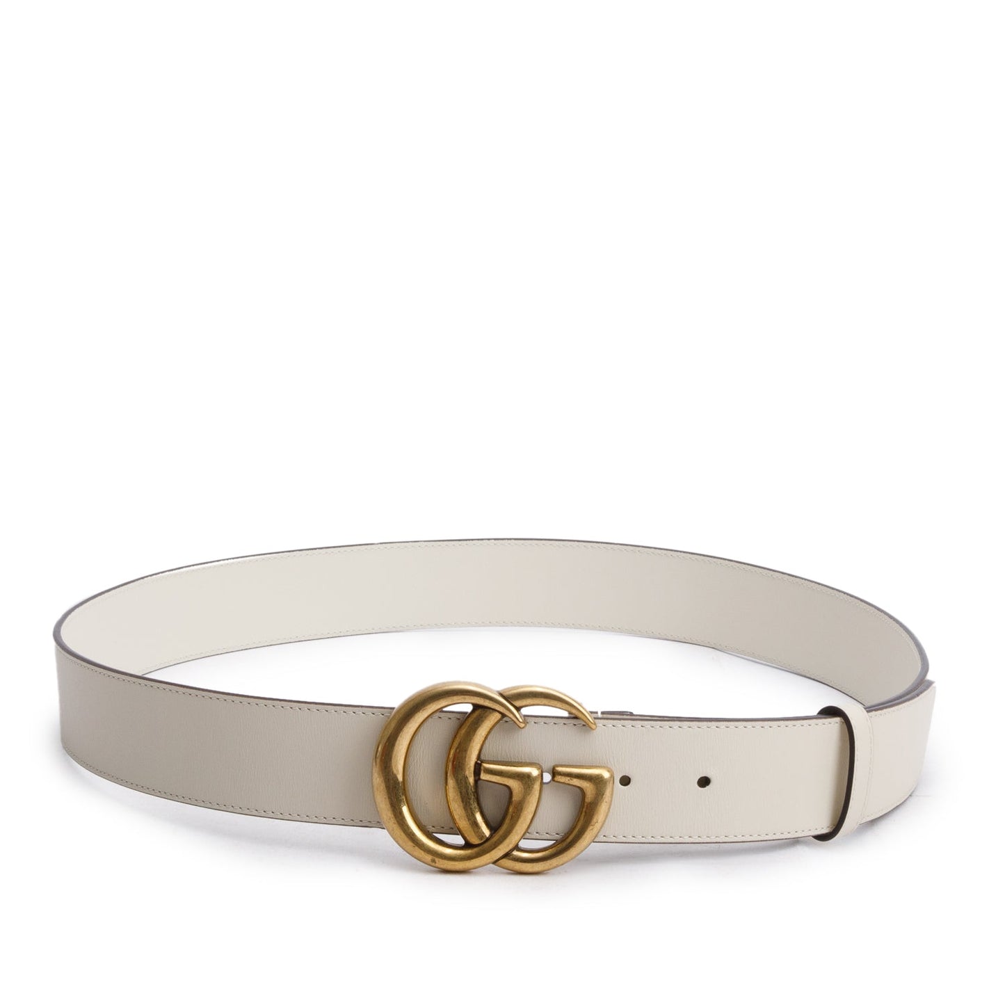 Gucci White GG Marmont Wide Leather Belt 105 42