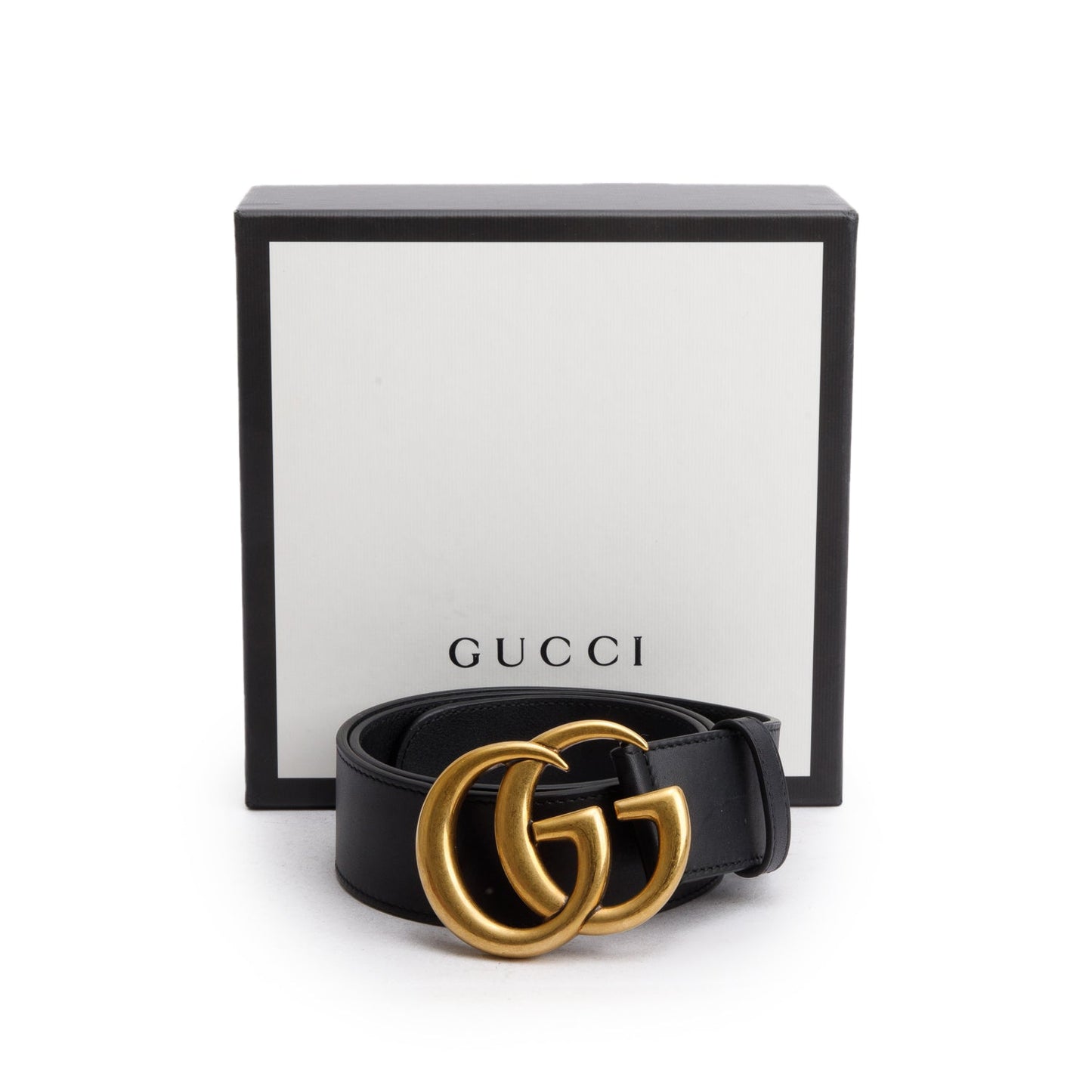 Gucci Black GG Marmont Wide Leather Belt 75 30