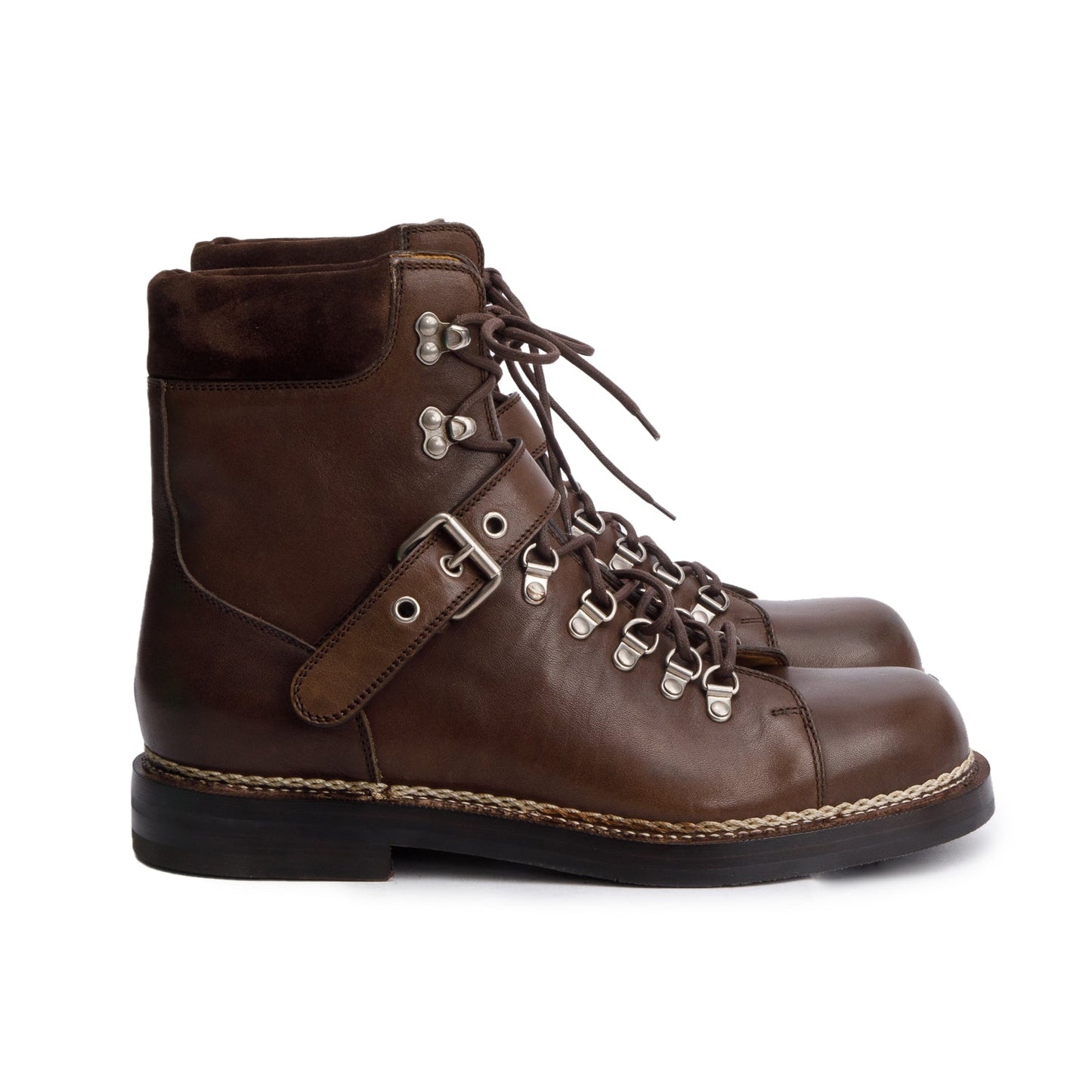 Gucci Brown Calfskin Leather Hiking Ankle Boots, Men's Size 10