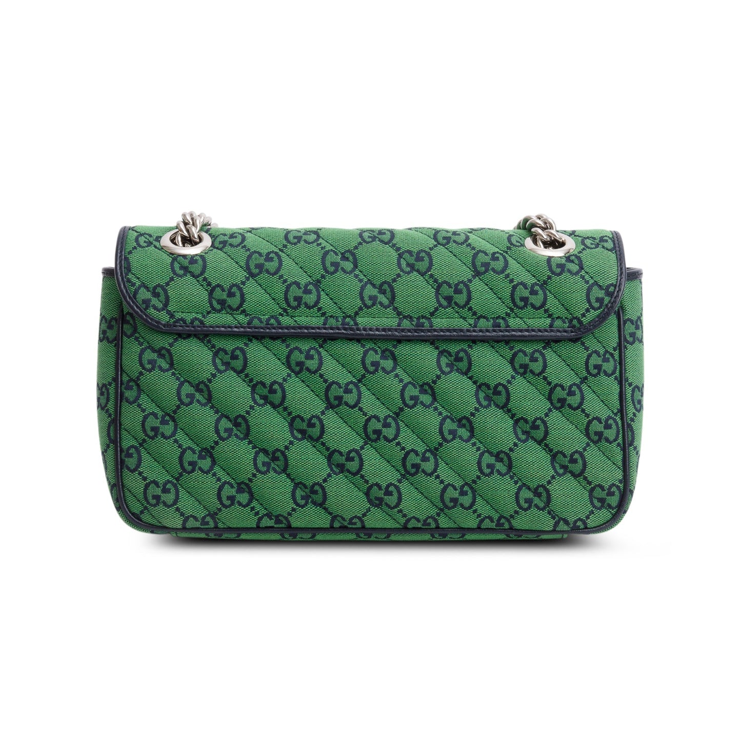 Gucci Green Monogram Matelassa Diagonal Small GG Marmont Shoulder Bag