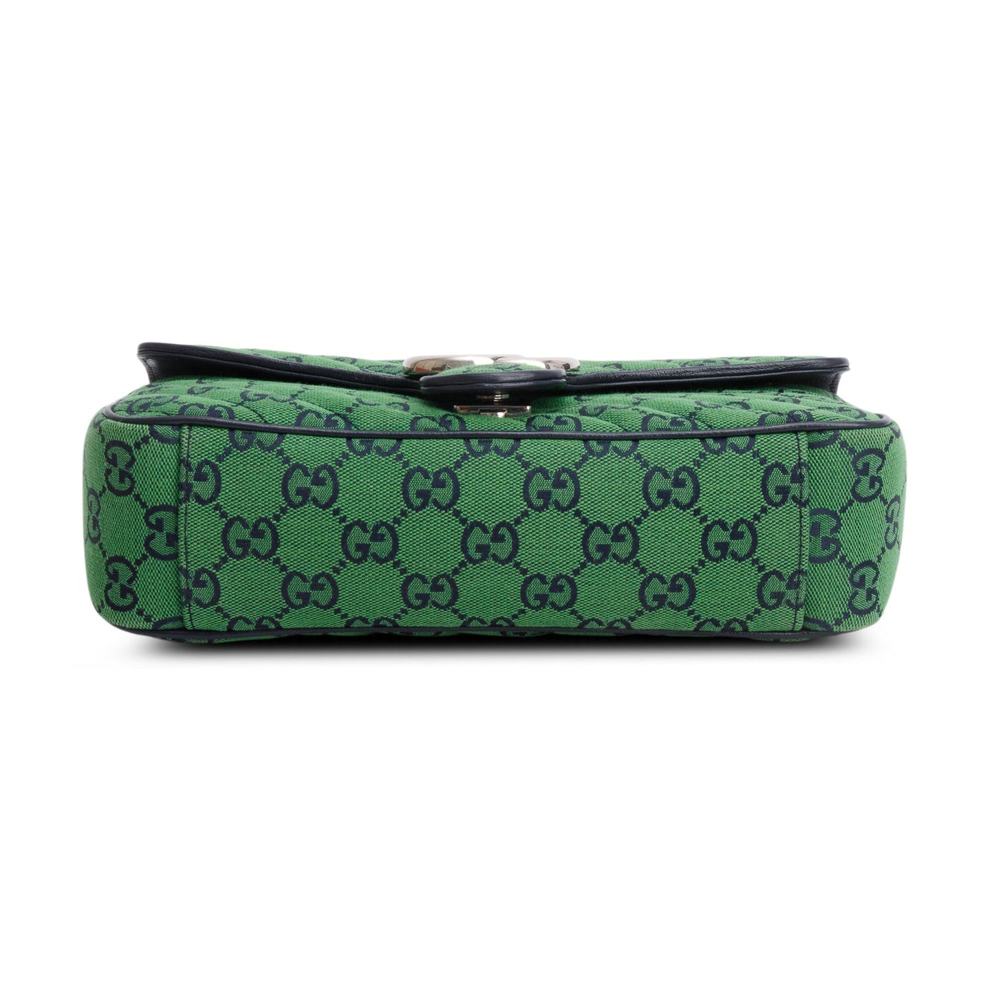 Gucci Green Monogram Matelassa Diagonal Small GG Marmont Shoulder Bag