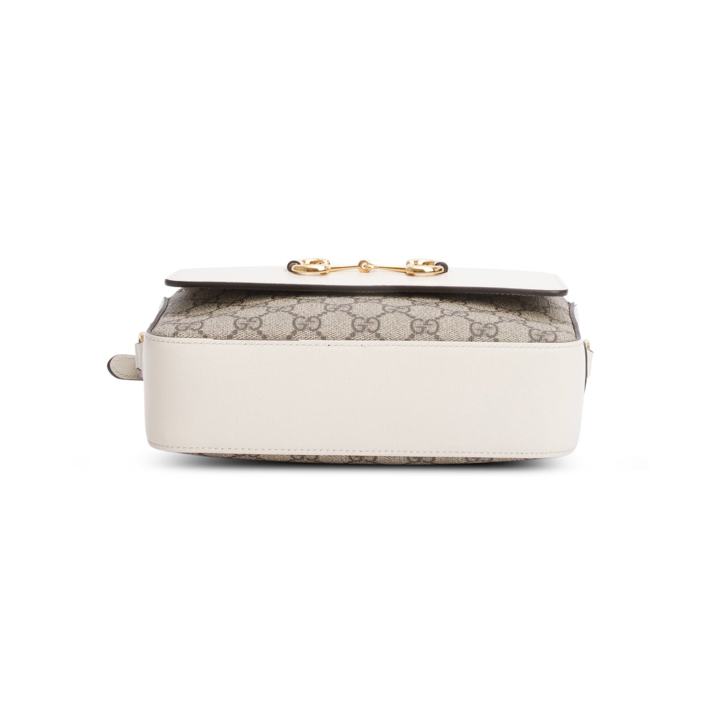 Gucci White GG Supreme Monogram Azalea Calfskin Small Horsebit 1955 Shoulder Bag