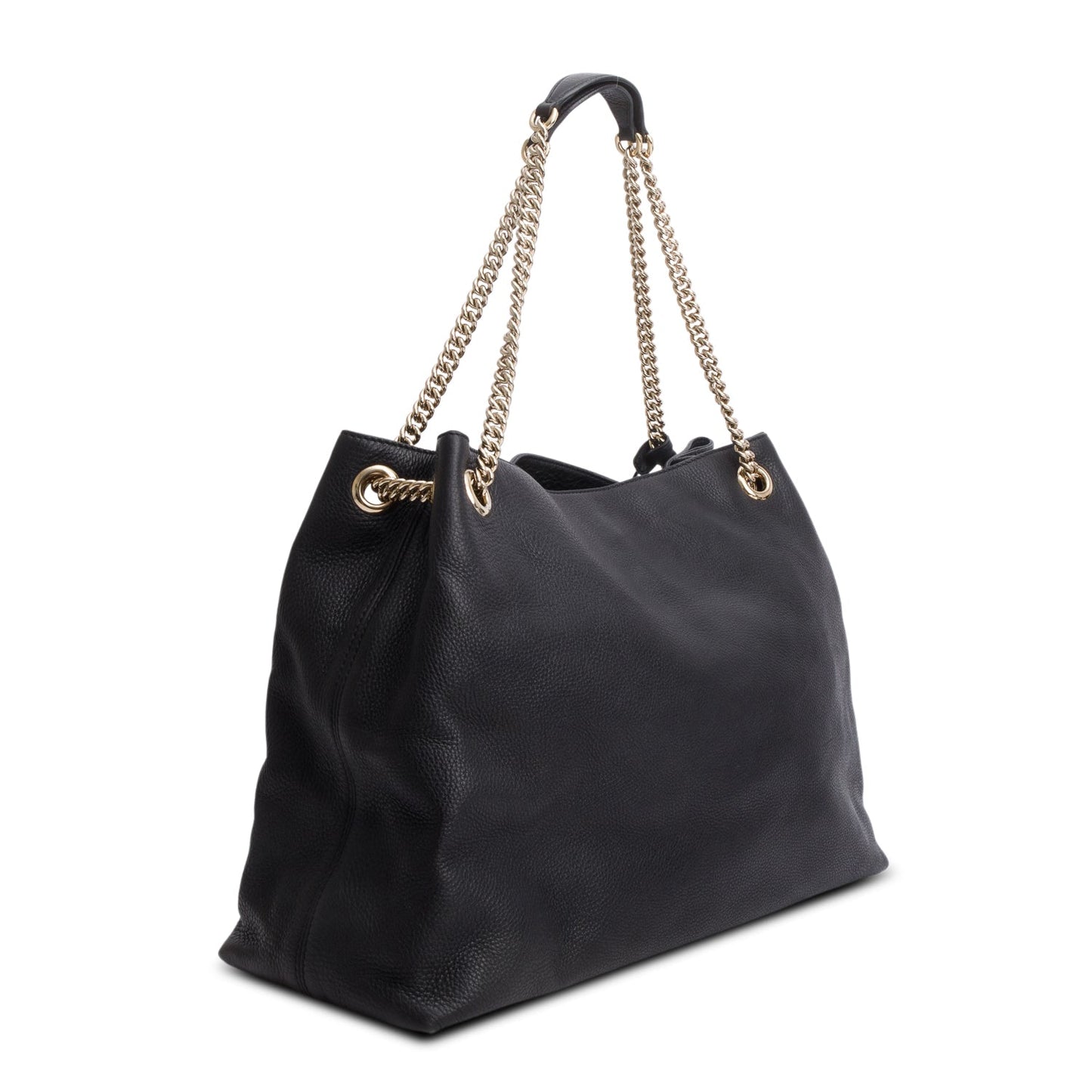 Gucci Black Pebbled Calfskin Medium Soho Chain Shoulder Bag