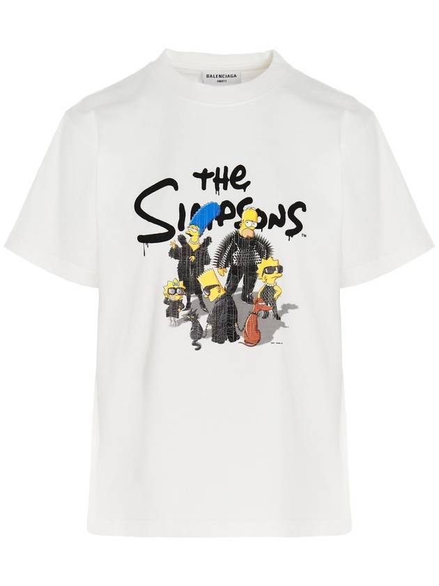 Luxury Balenciaga Trending 2025 WoMen's The Simpsons Printing Small Fit Short Sleeve T-Shirt White