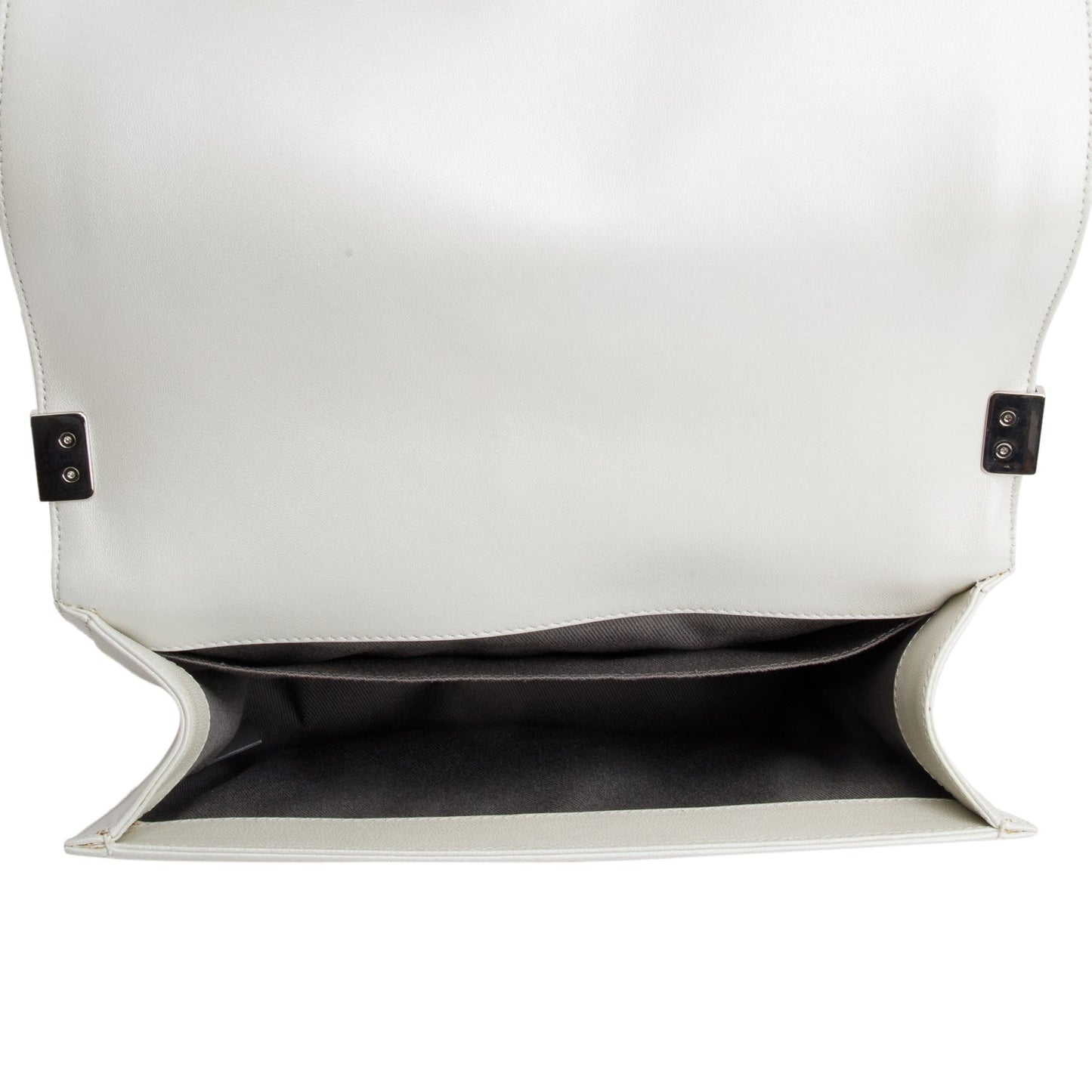 Chanel Pearly White Quilted Lambskin Leather Medium Boy Bag