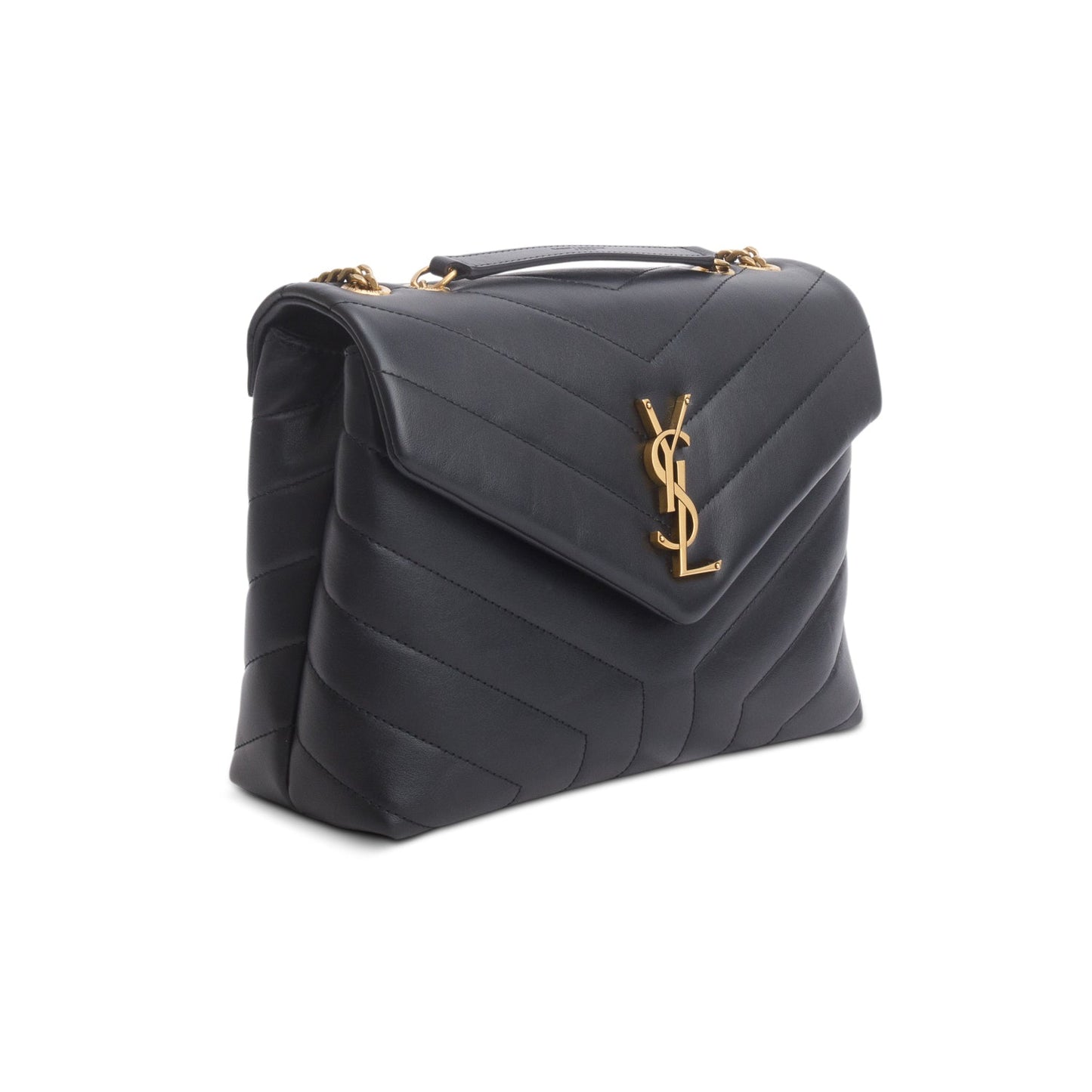 Saint Laurent 2024 Black Calfskin Y Quilted Monogram Small LouLou Shoulder Bag