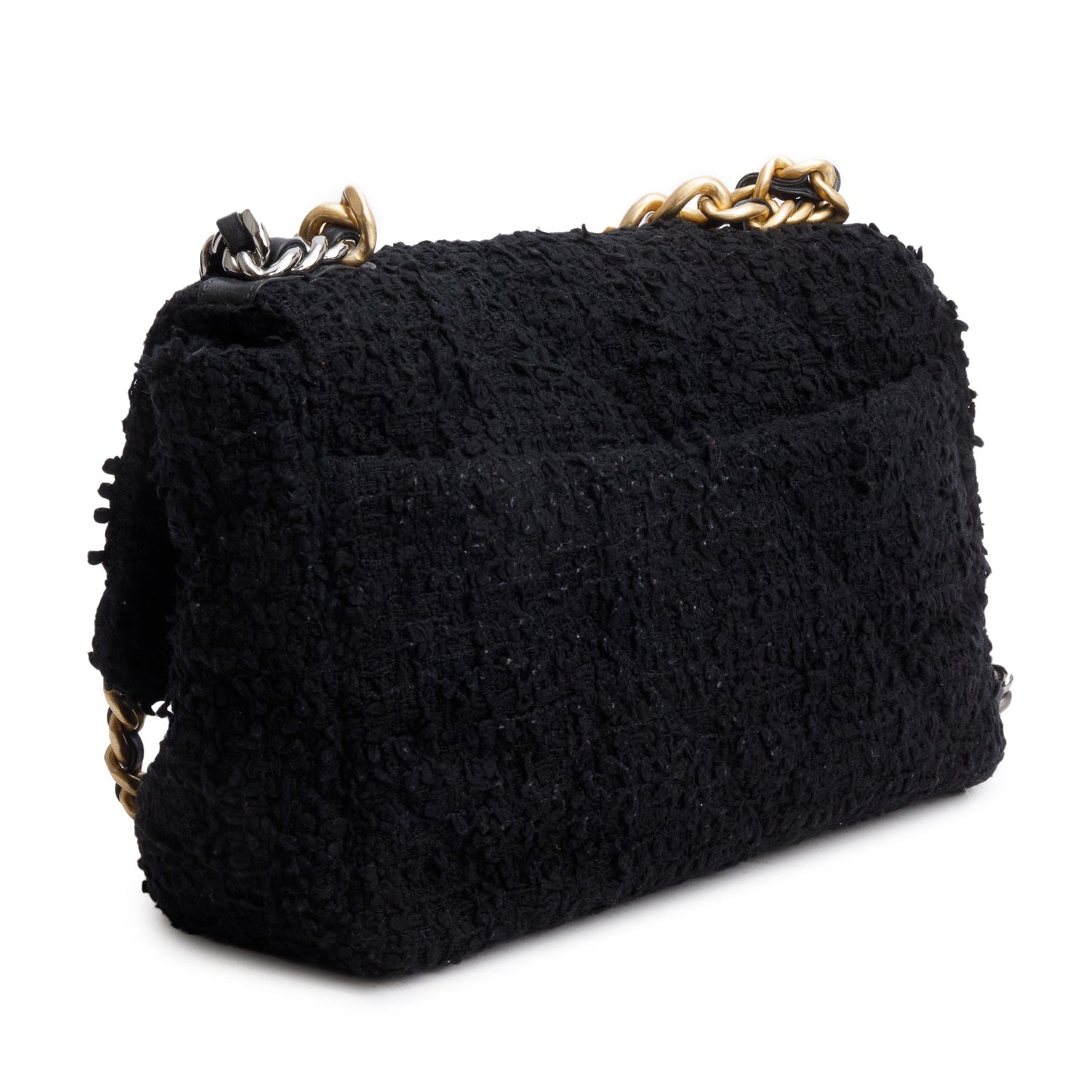 Chanel 2020 Black Tweed Quilted Medium Chanel 19 Flap