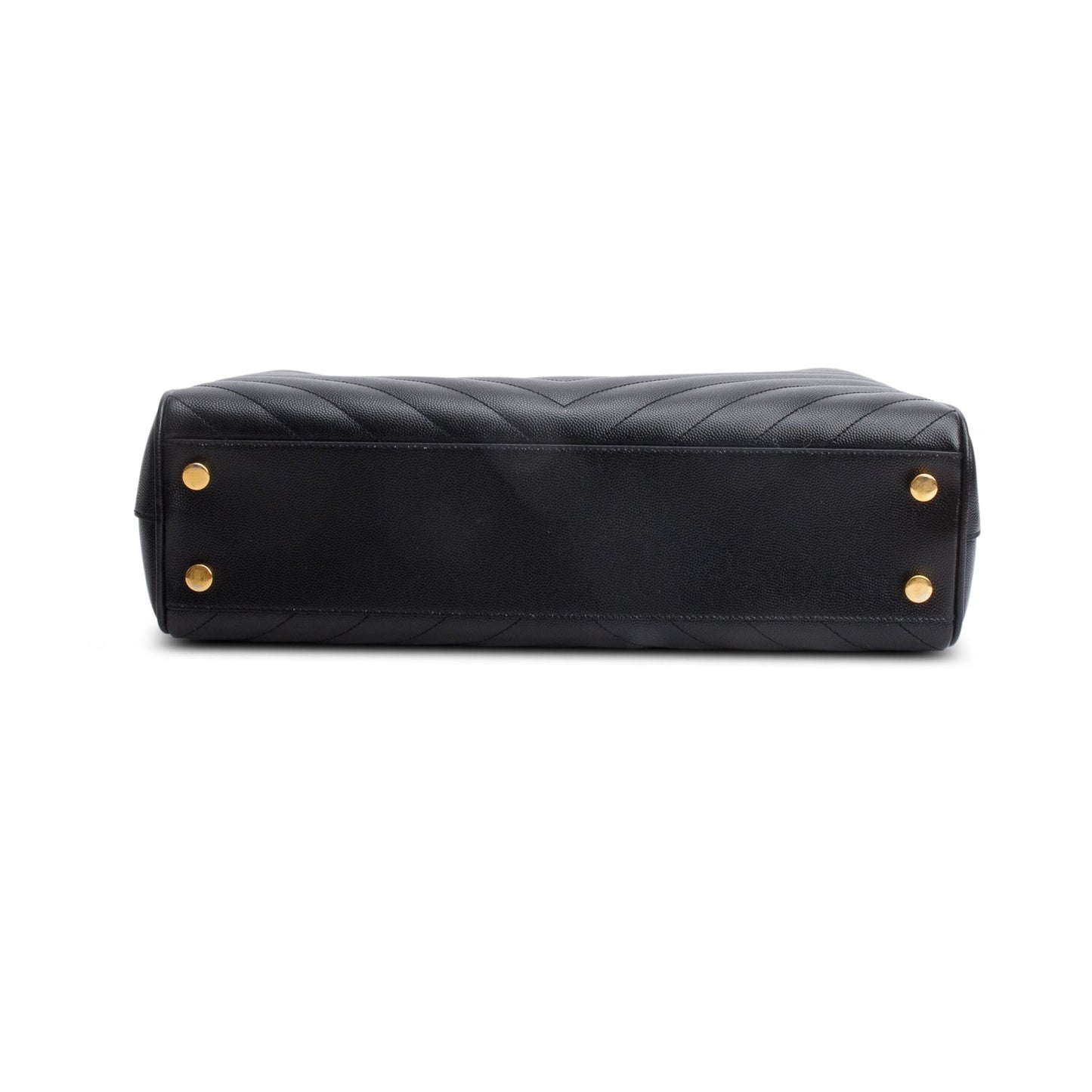 Saint Laurent Black Grain de Poudre Matelasse Chevron Monogram Shopping Bag