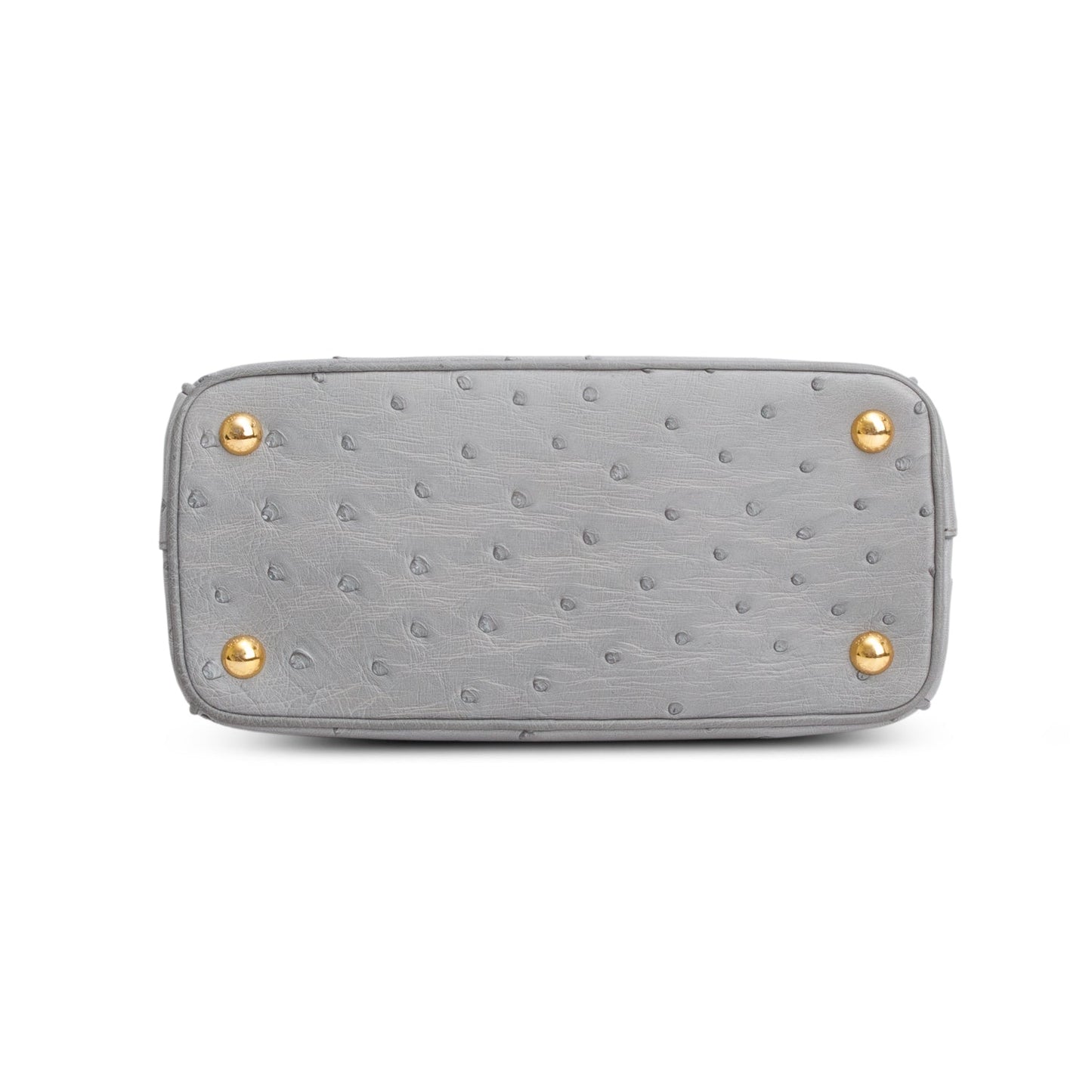 Prada Grey Ostrich Leather Small Double Zip Galleria