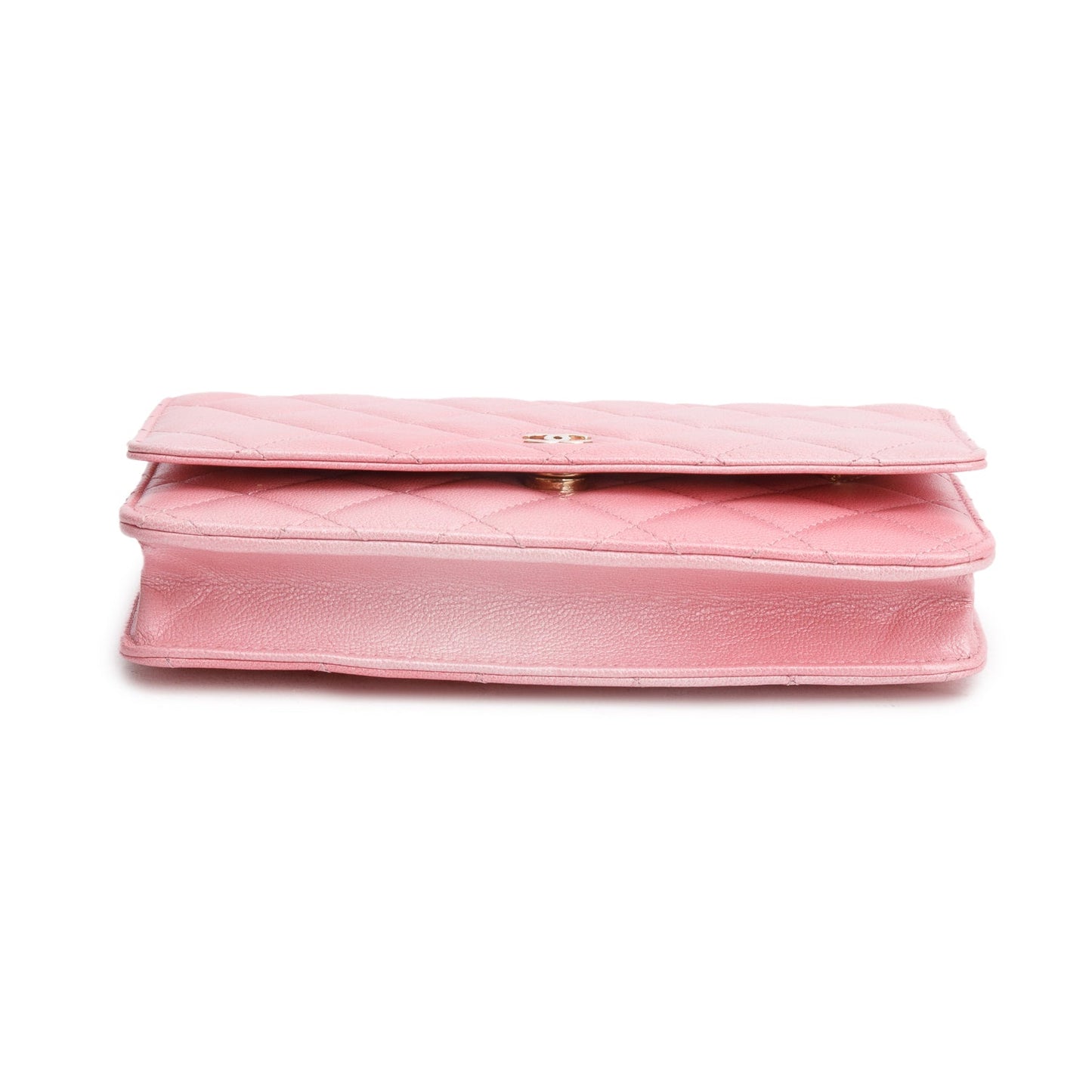 Chanel Pink Cloudy Pearly Goatskin Quilted Wallet on Chain