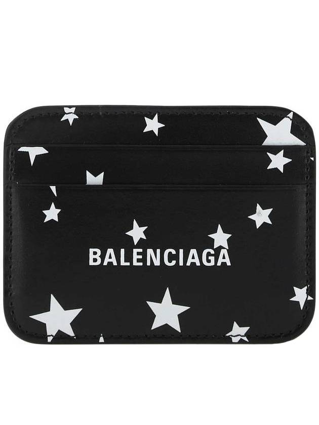 Luxury Balenciaga Trending 2025 Logo Star Print Leather Card Wallet Black