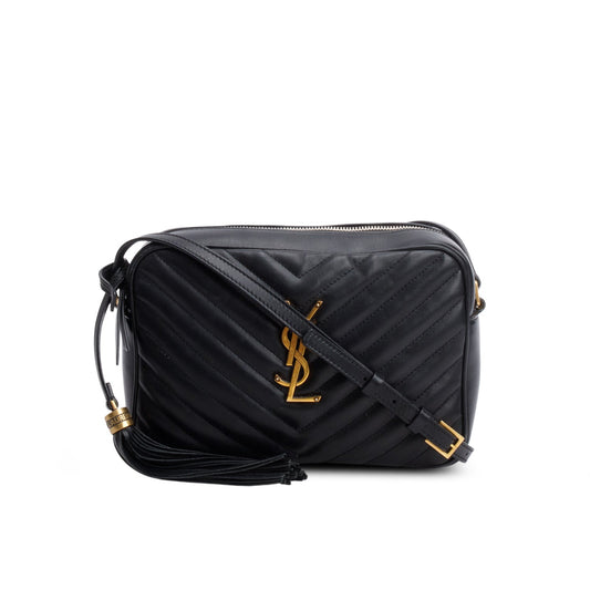 Saint Laurent 2021 Black Calfskin Matelasse Monogram Lou Camera Bag