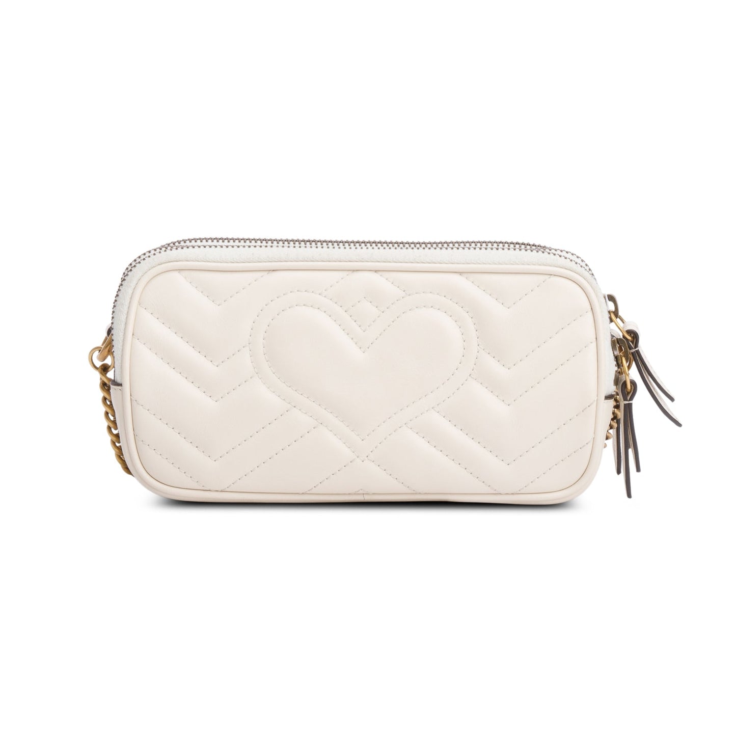 Gucci White Calfskin GG Marmont Triple Zip Crossbody Bag