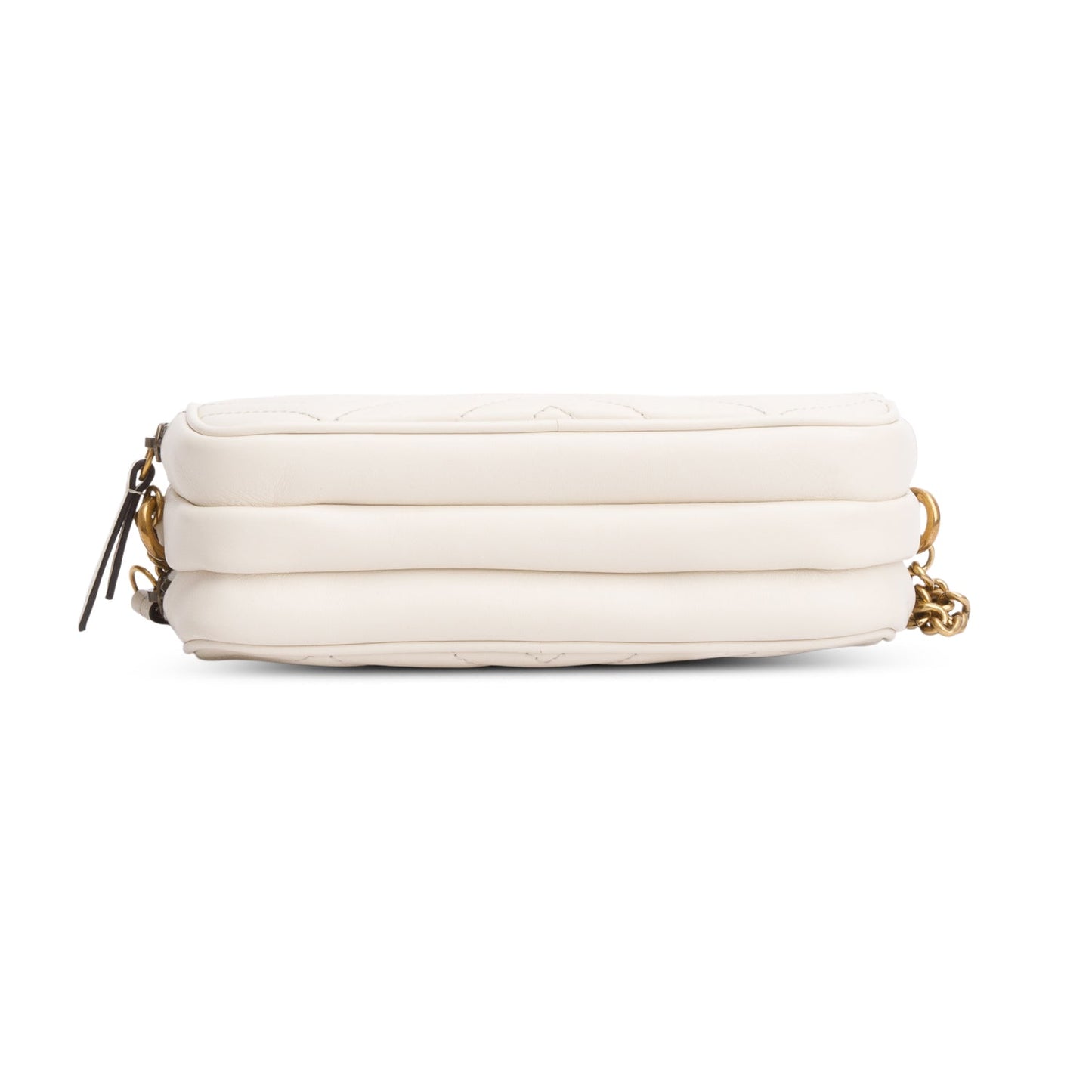 Gucci White Calfskin GG Marmont Triple Zip Crossbody Bag