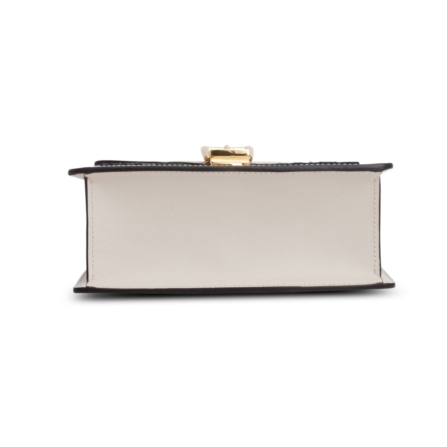 Gucci White Calfskin Embroidered Mini Sylvie Top Handle Bag