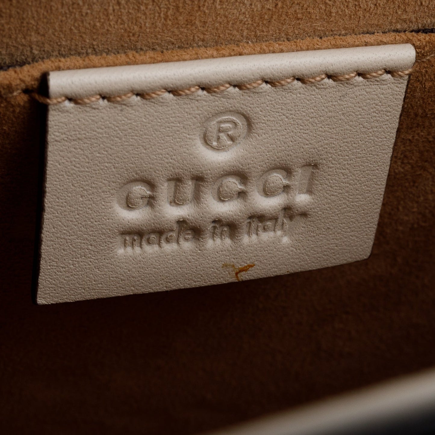 Gucci White Calfskin Embroidered Mini Sylvie Top Handle Bag
