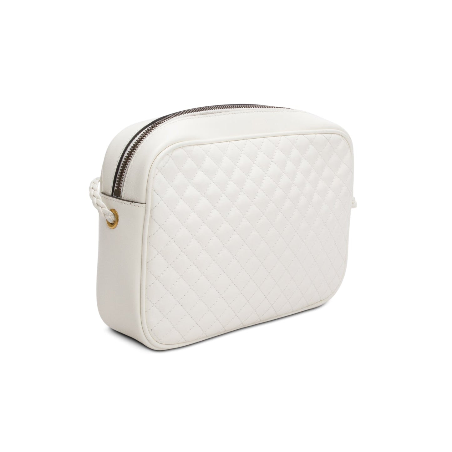 Gucci White Calfskin Calfskin Web Trapuntata Small GG Shoulder Bag