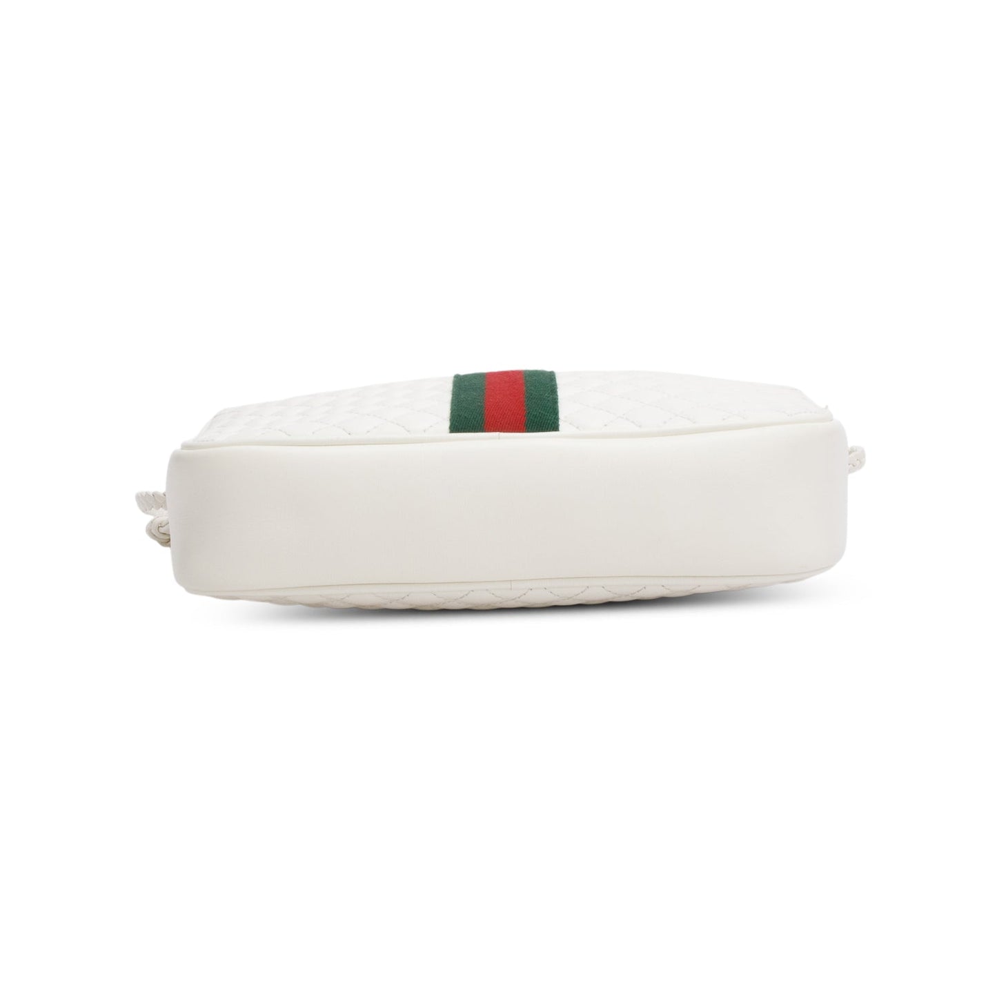 Gucci White Calfskin Calfskin Web Trapuntata Small GG Shoulder Bag