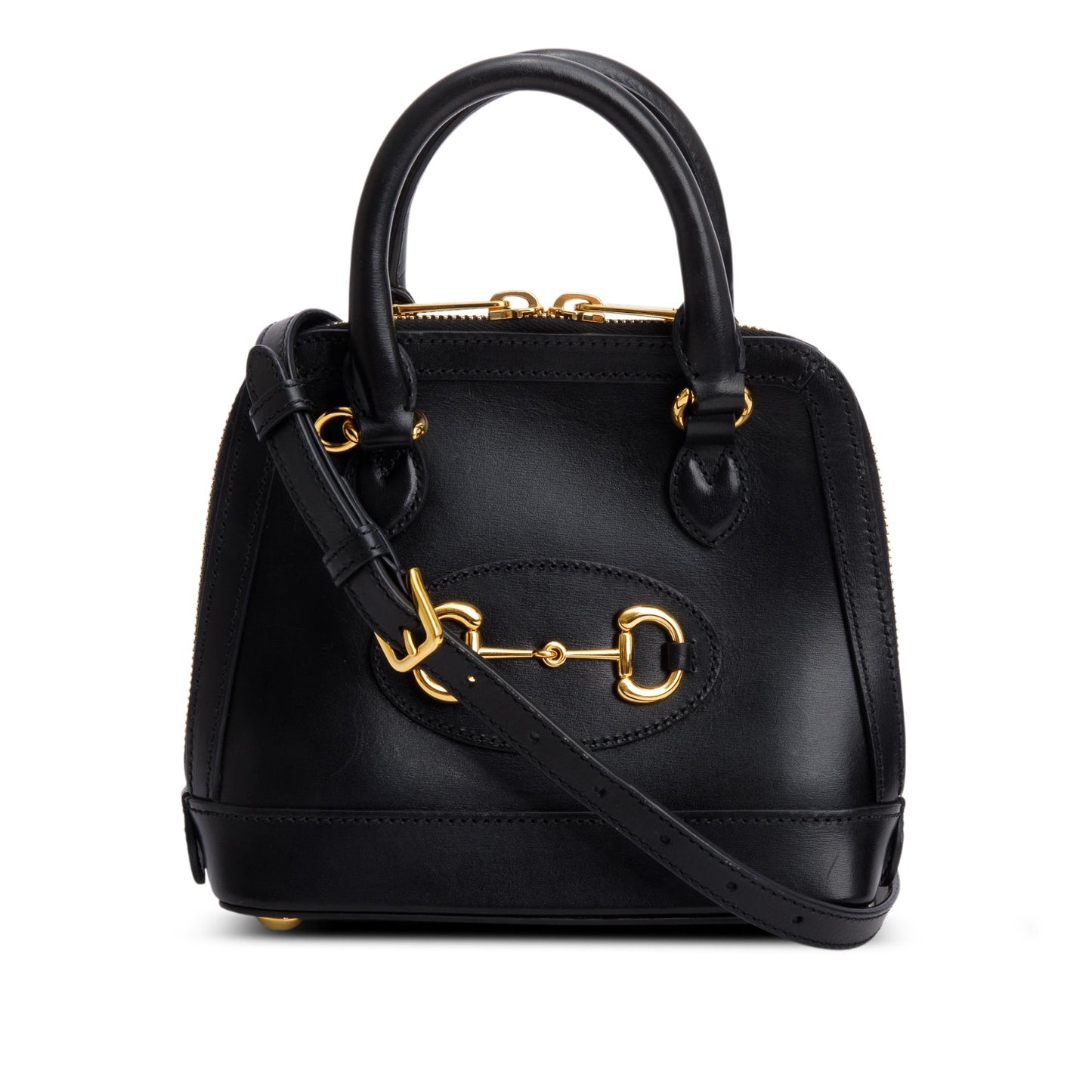 Gucci Black Azalea Calfskin Mini Horsebit 1955 Top Handle Bag