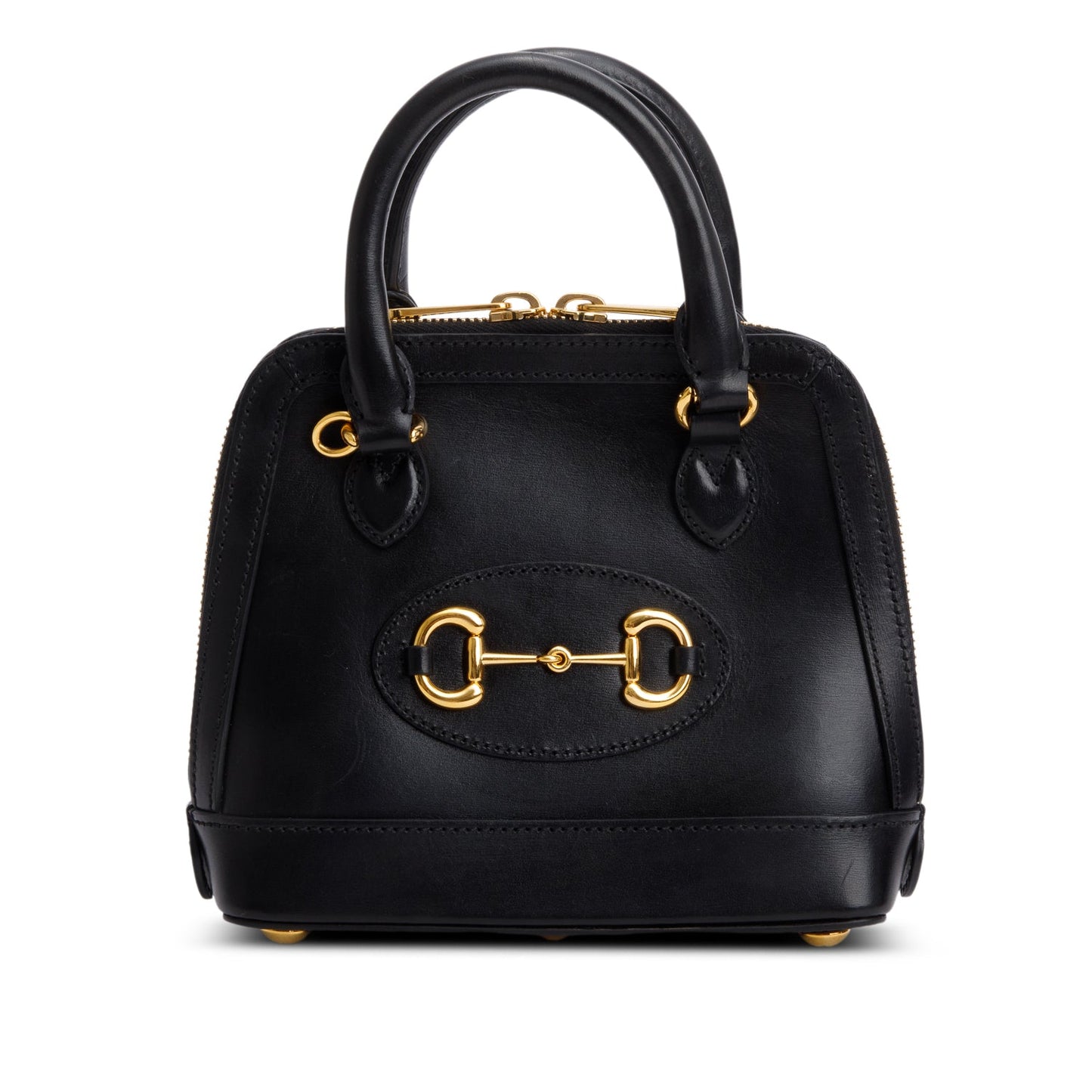 Gucci Black Azalea Calfskin Mini Horsebit 1955 Top Handle Bag