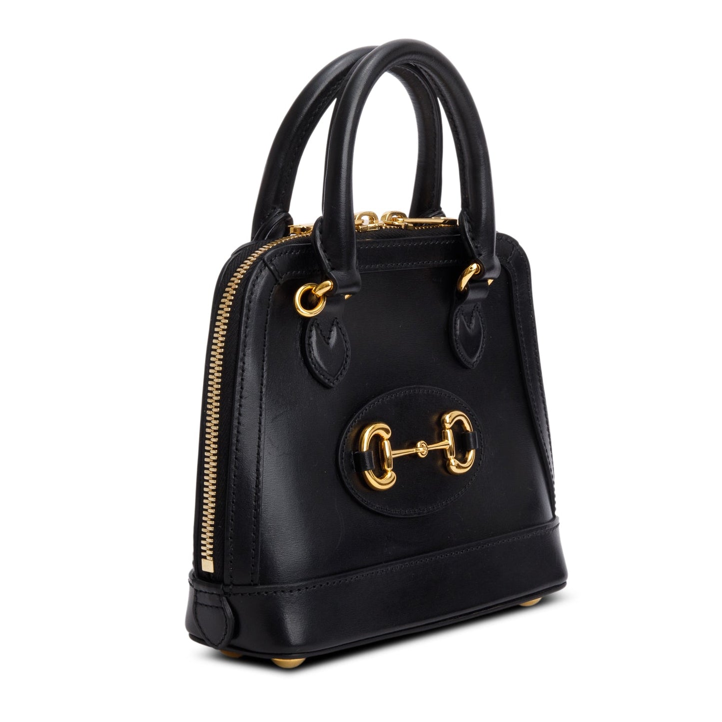 Gucci Black Azalea Calfskin Mini Horsebit 1955 Top Handle Bag