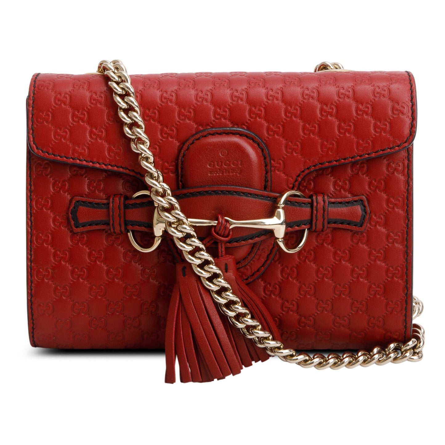 Gucci Red Soft Microguccissima Mini Emily Chain Shoulder Bag