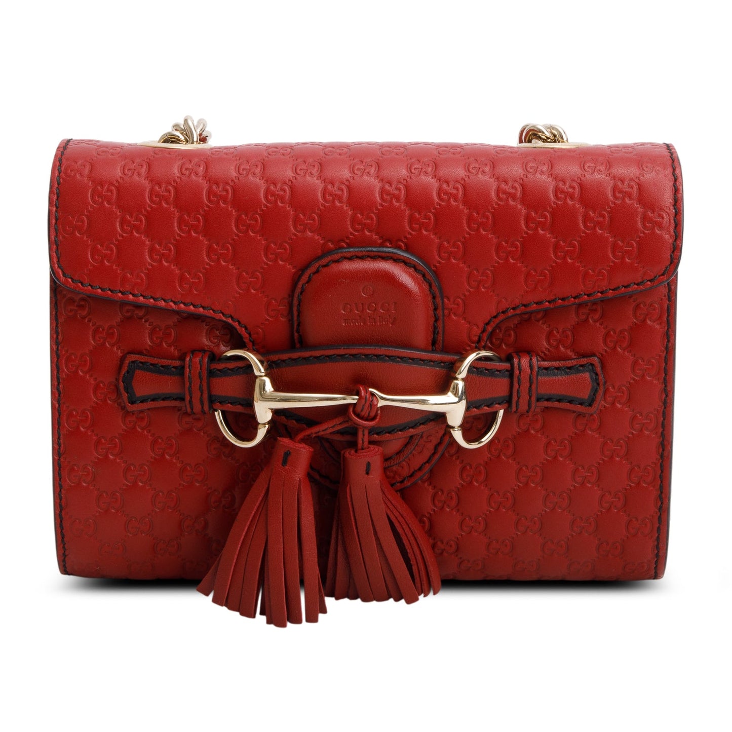 Gucci Red Soft Microguccissima Mini Emily Chain Shoulder Bag