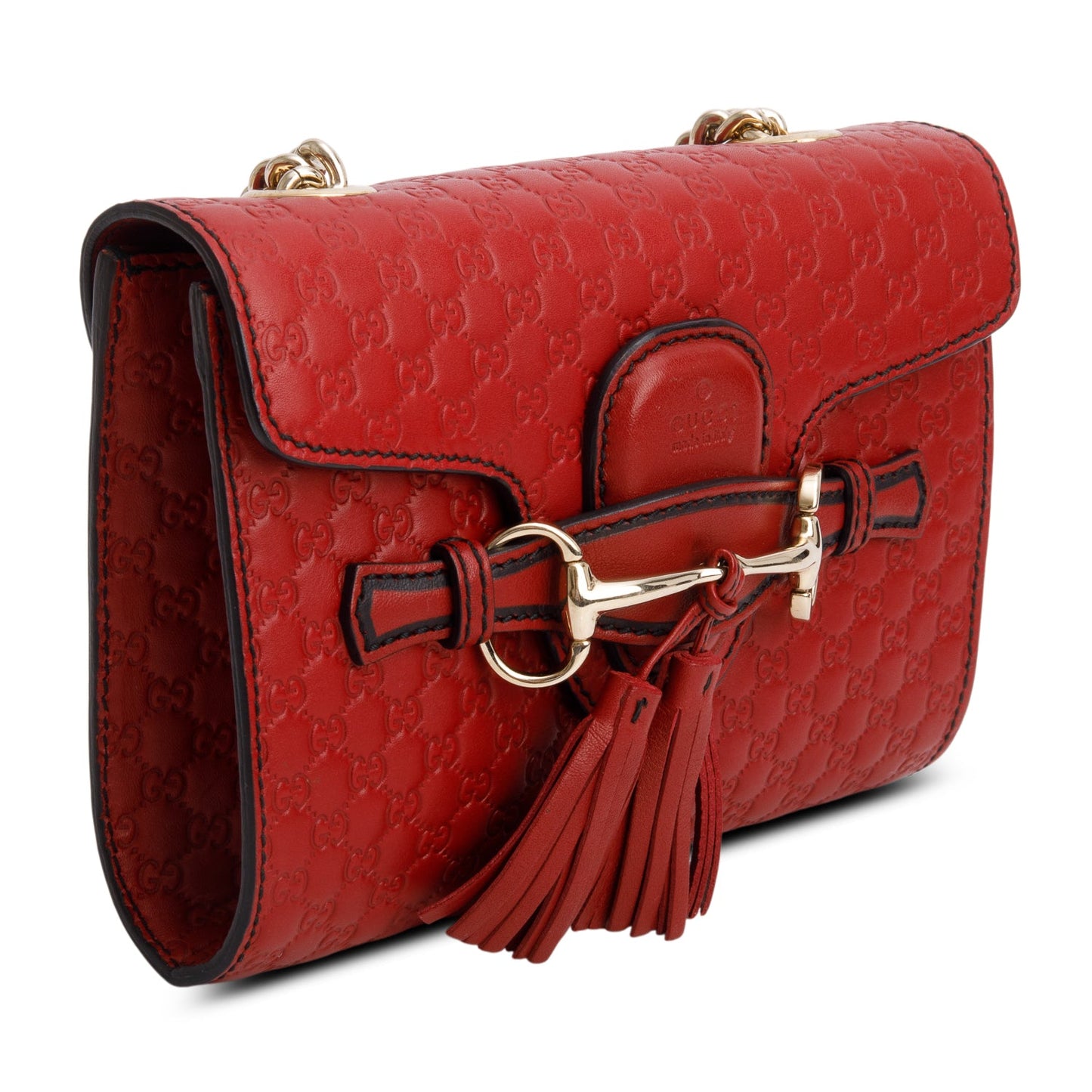 Gucci Red Soft Microguccissima Mini Emily Chain Shoulder Bag