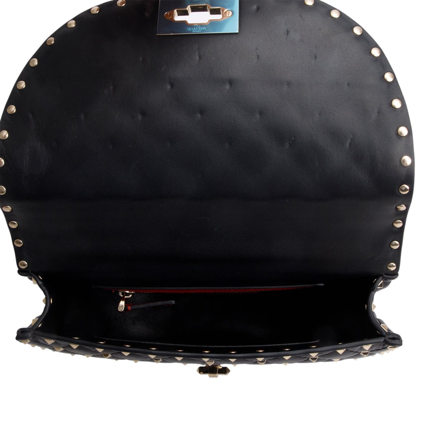 Valentino Black Nappa Medium Rockstud Spike Halfmoon Saddle Bag