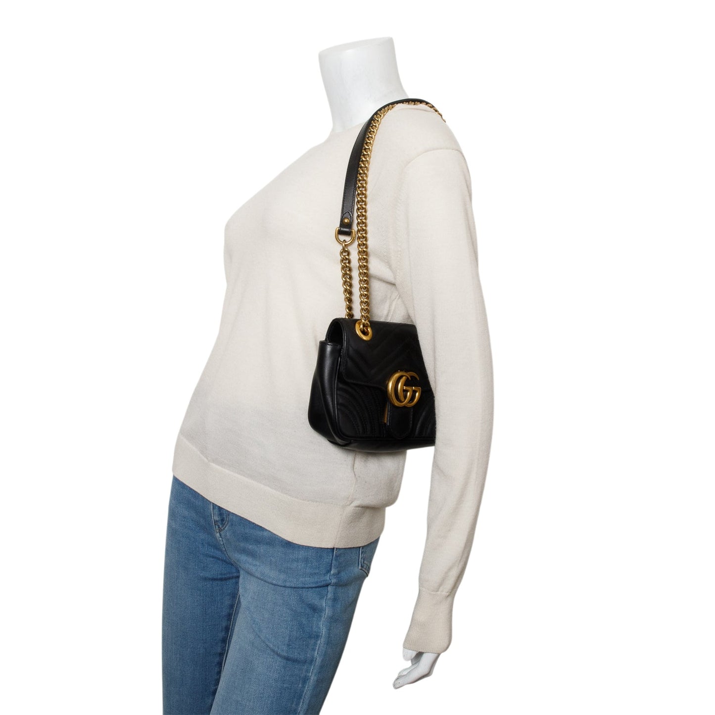 Gucci Black GG Marmont Matelasse Small Shoulder Bag