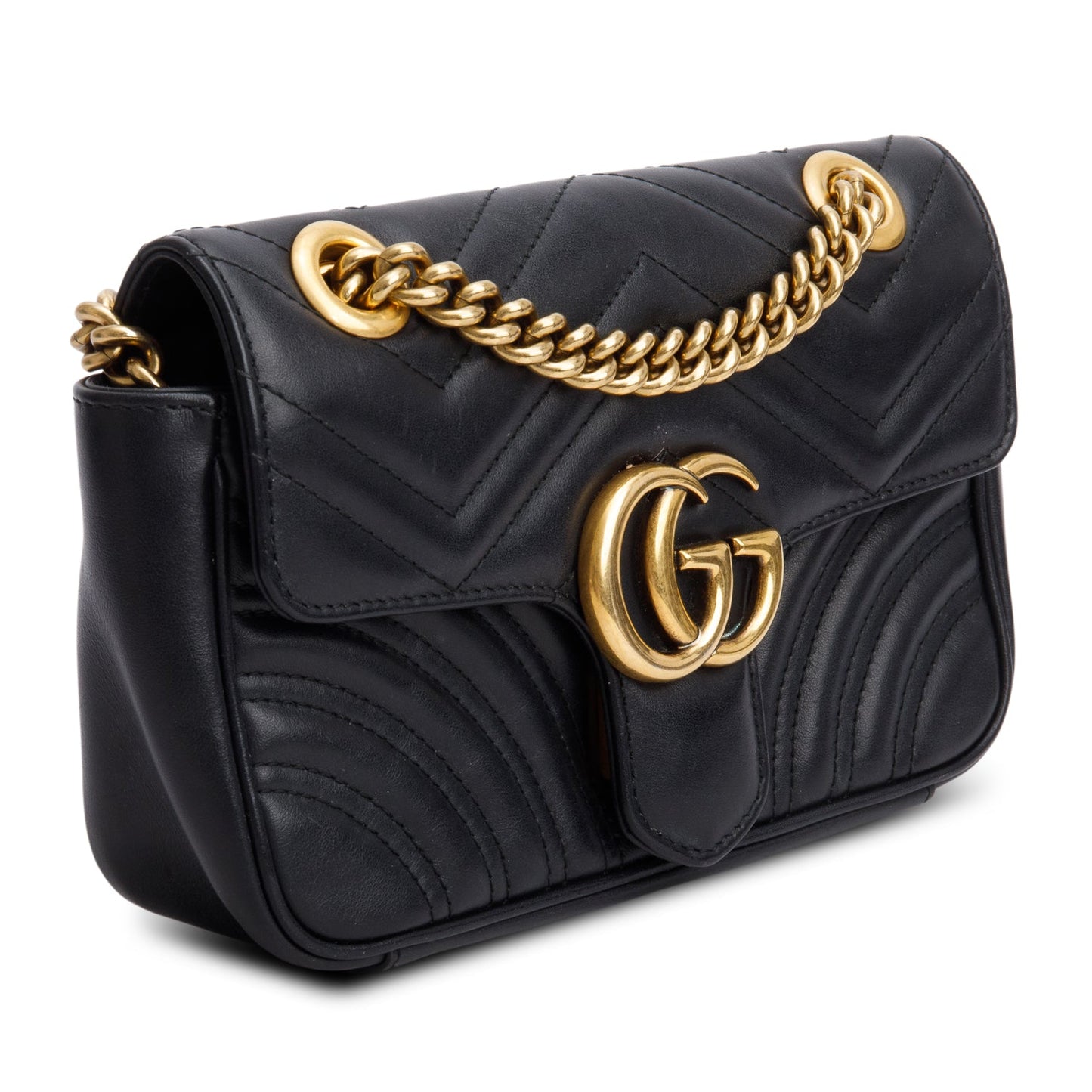 Gucci Black GG Marmont Matelasse Small Shoulder Bag