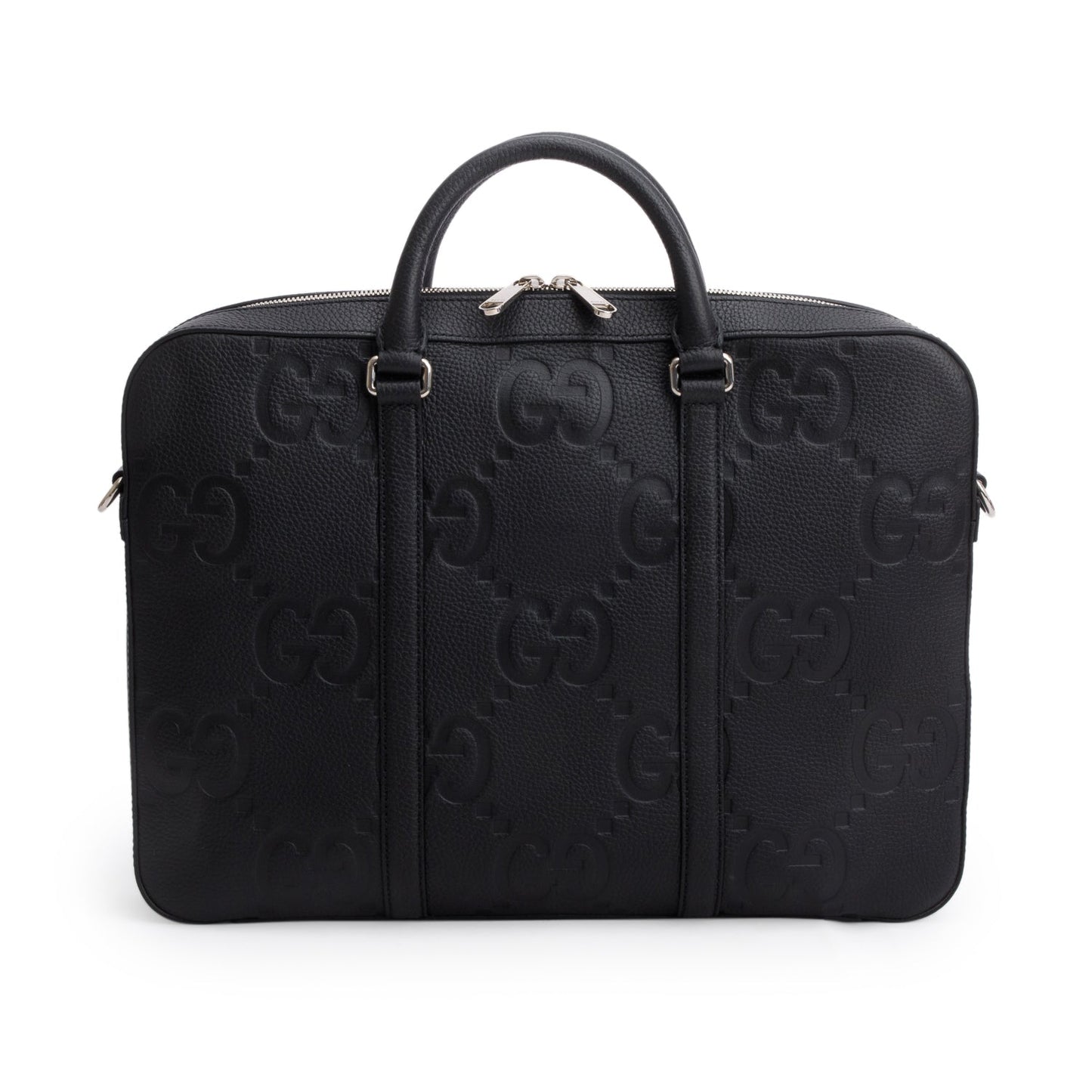 Gucci Black Jumbo GG Embossed Calfskin Leather Briefcase