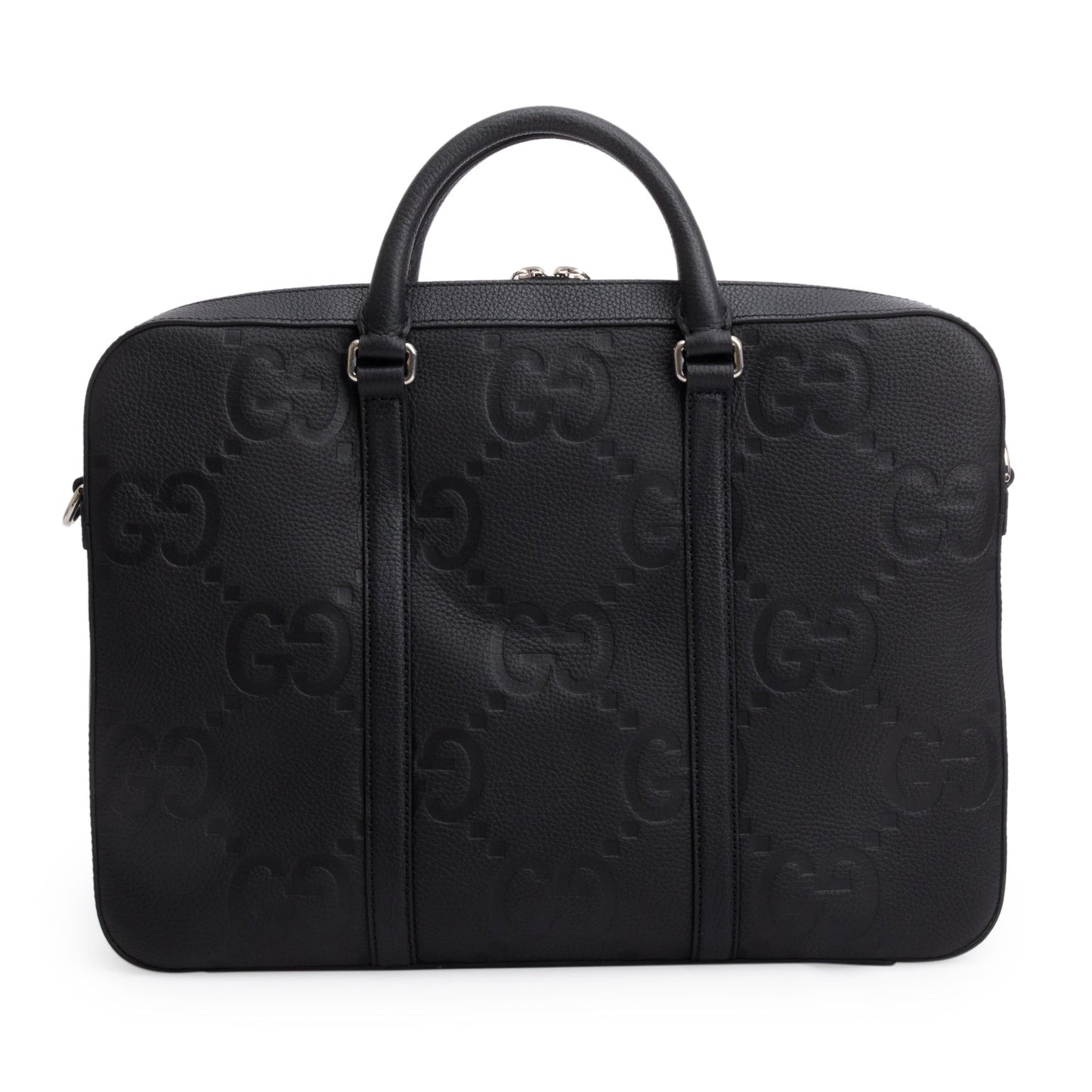 Gucci Black Jumbo GG Embossed Calfskin Leather Briefcase