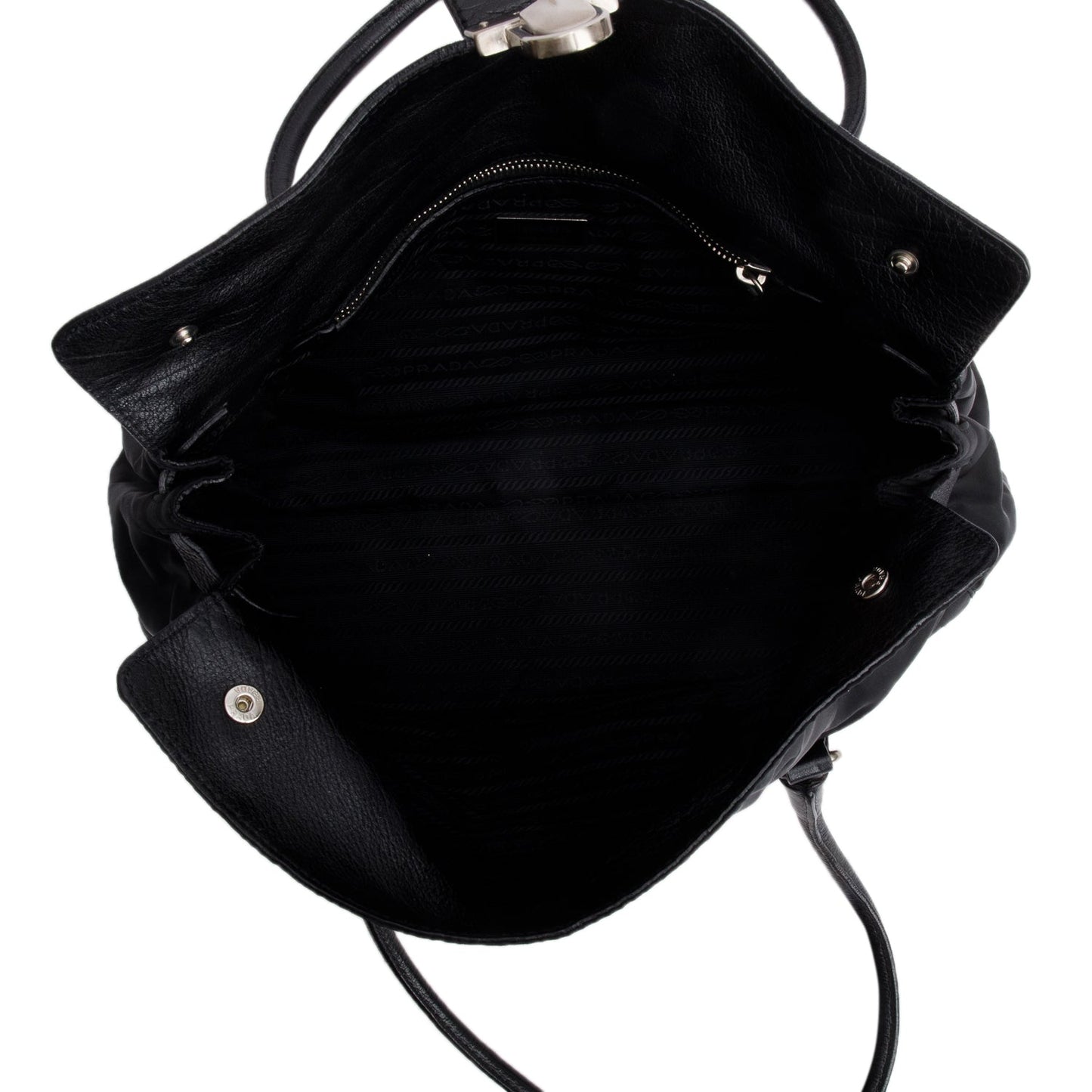 Prada Black Tessuto Nylon Bufalo Leather Easy Shoulder Bag